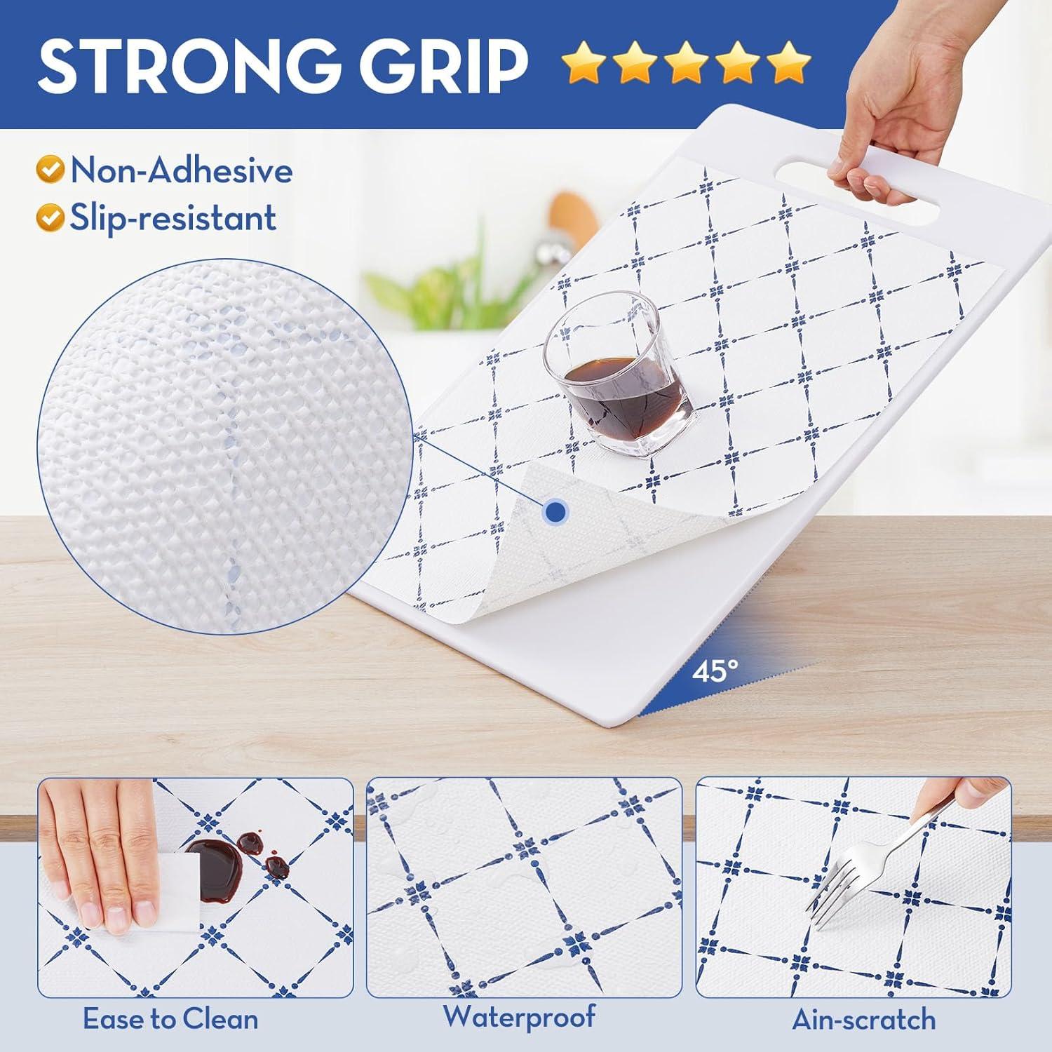 Forro de Estante No Adhesivo Aohoofull 30.48 cm x 304.8 cm Raya Azul