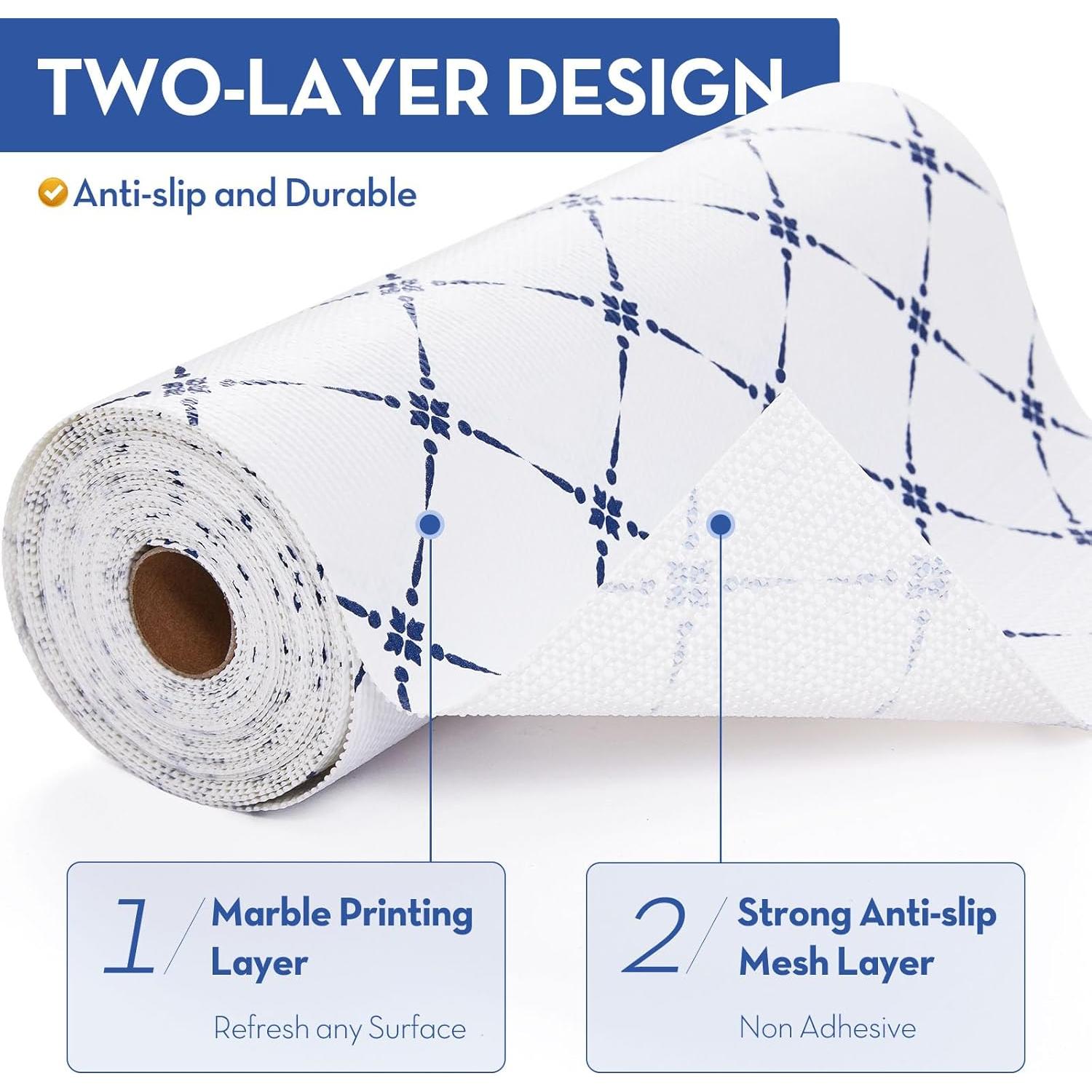 Forro de Estante No Adhesivo Aohoofull 30.48 cm x 304.8 cm Raya Azul