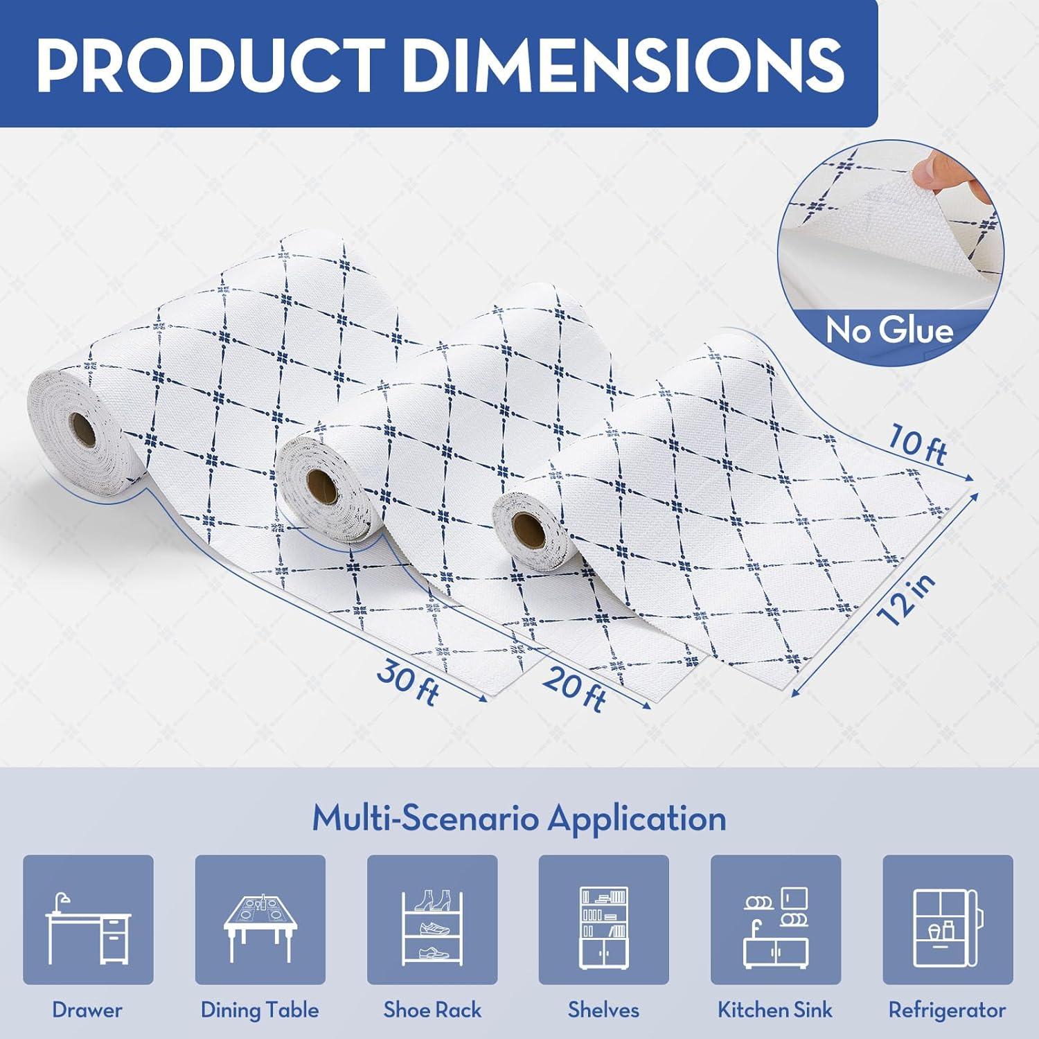 Forro de Estante No Adhesivo Aohoofull 30.48 cm x 304.8 cm Raya Azul