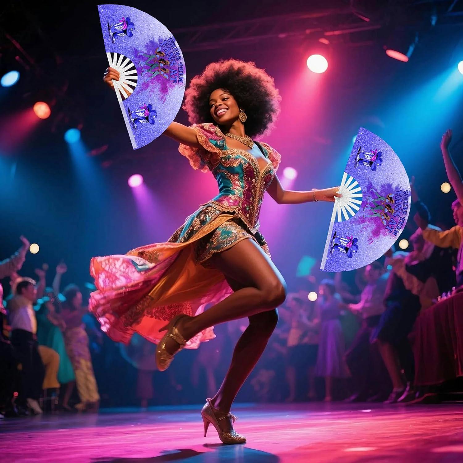 Ventilador de Mano Plegable Boots on the Ground 66cm Azul