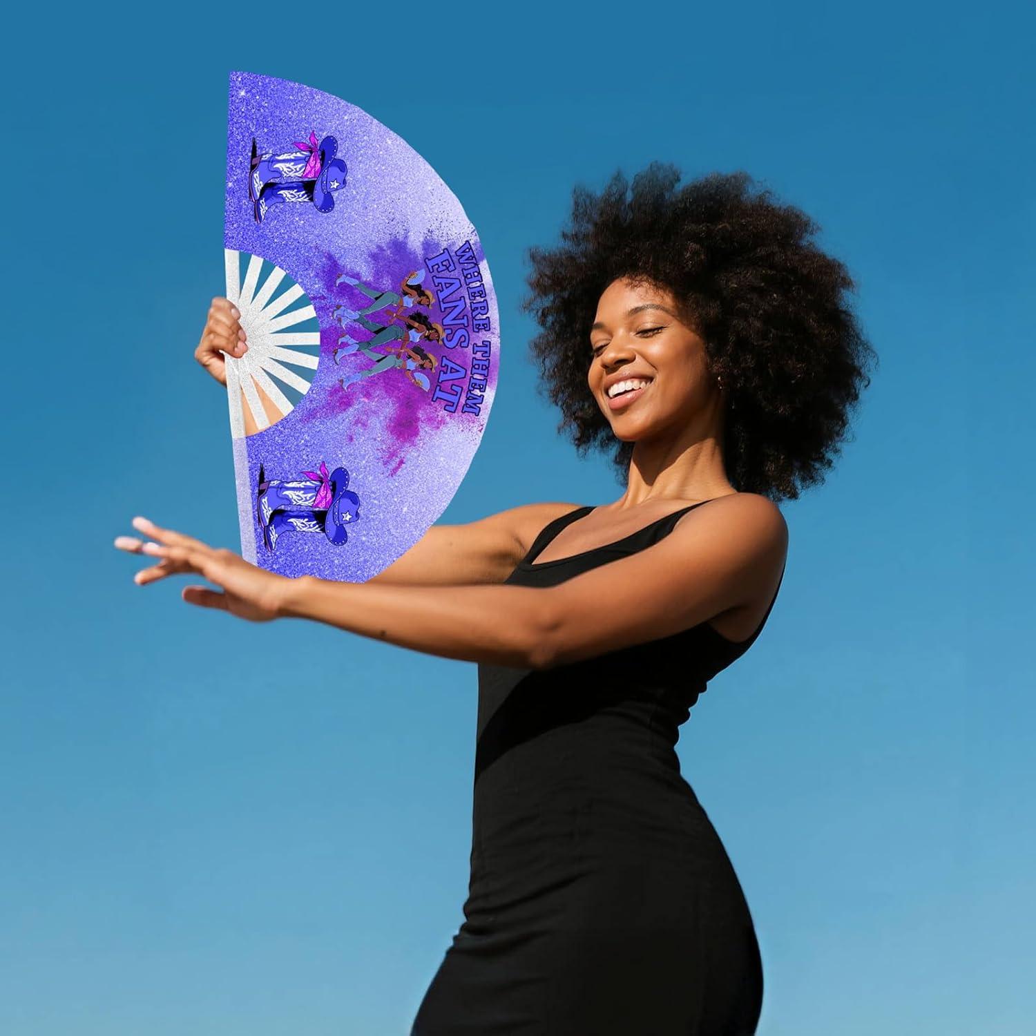 Ventilador de Mano Plegable Boots on the Ground 66cm Azul