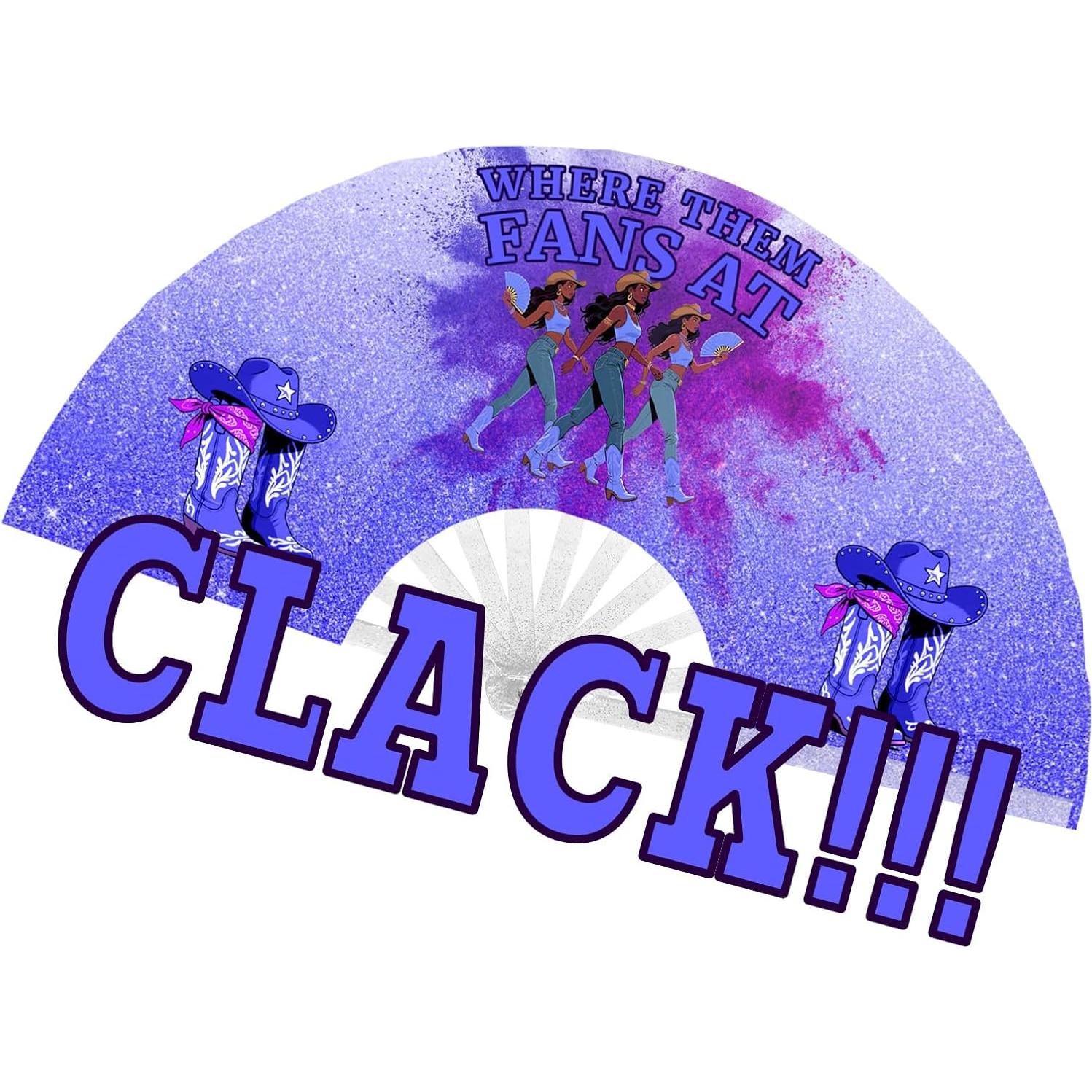 Ventilador de Mano Plegable Boots on the Ground 66cm Azul