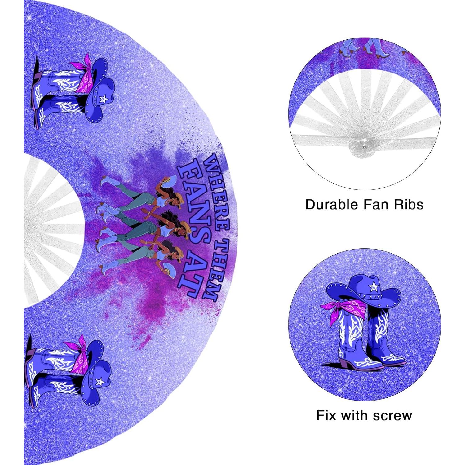 Ventilador de Mano Plegable Boots on the Ground 66cm Azul