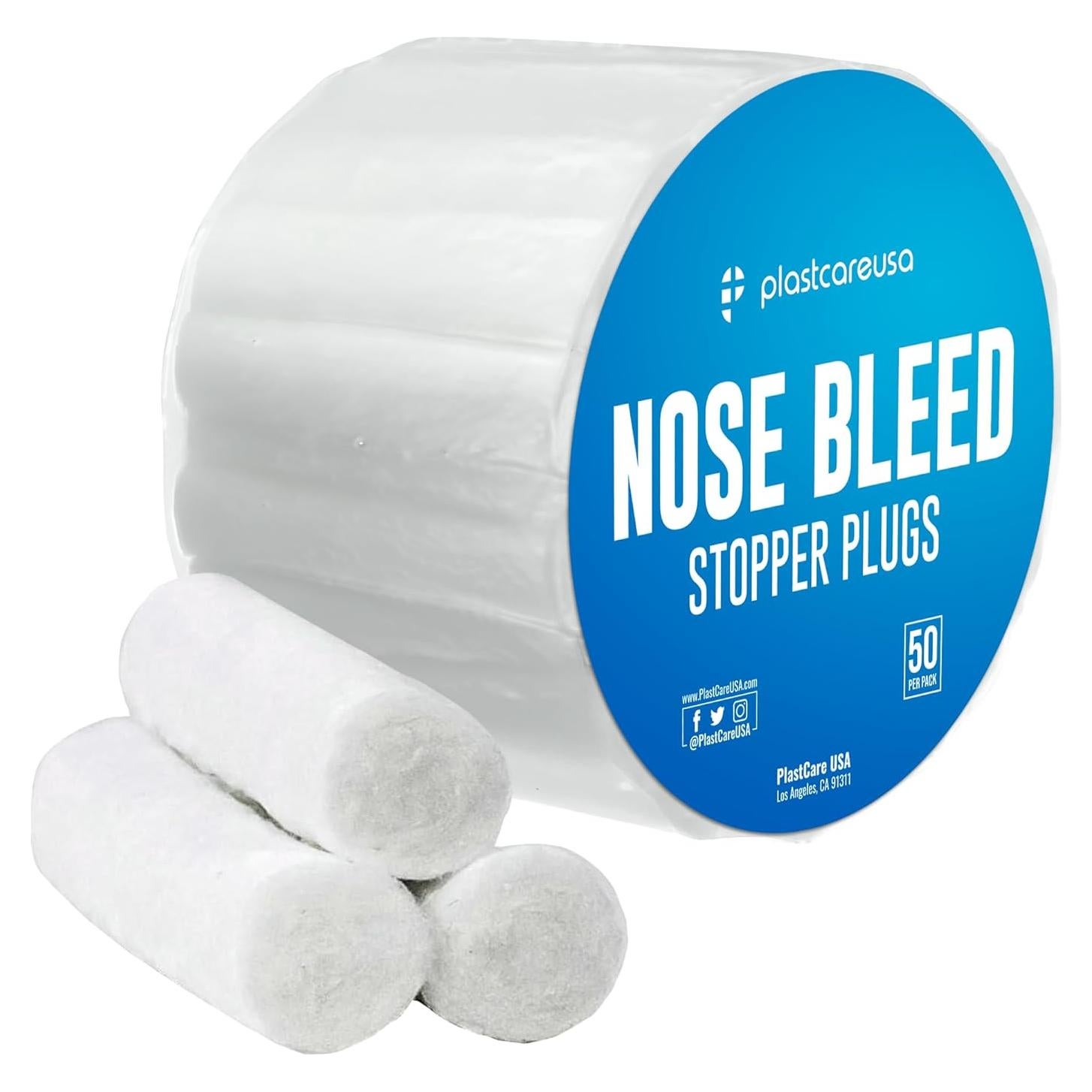 50 Tapones de Algodón para Sangrado Nasal PlastCare USA
