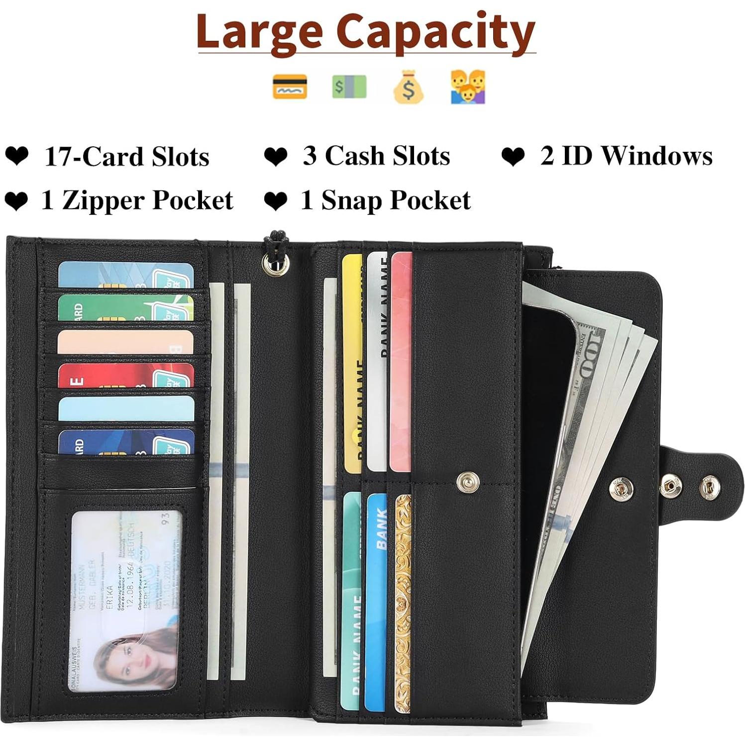 Cartera Grande de Cuero SENDEFN con Bloqueo RFID para Mujeres