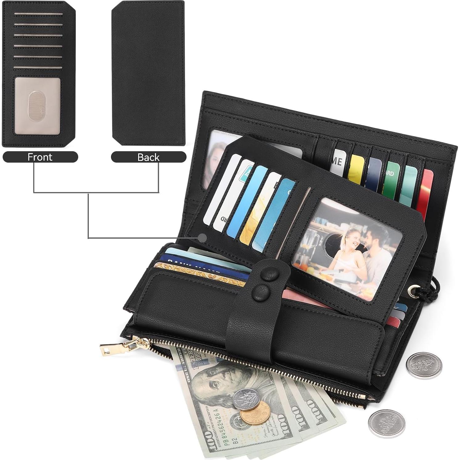 Cartera Grande de Cuero SENDEFN con Bloqueo RFID para Mujeres