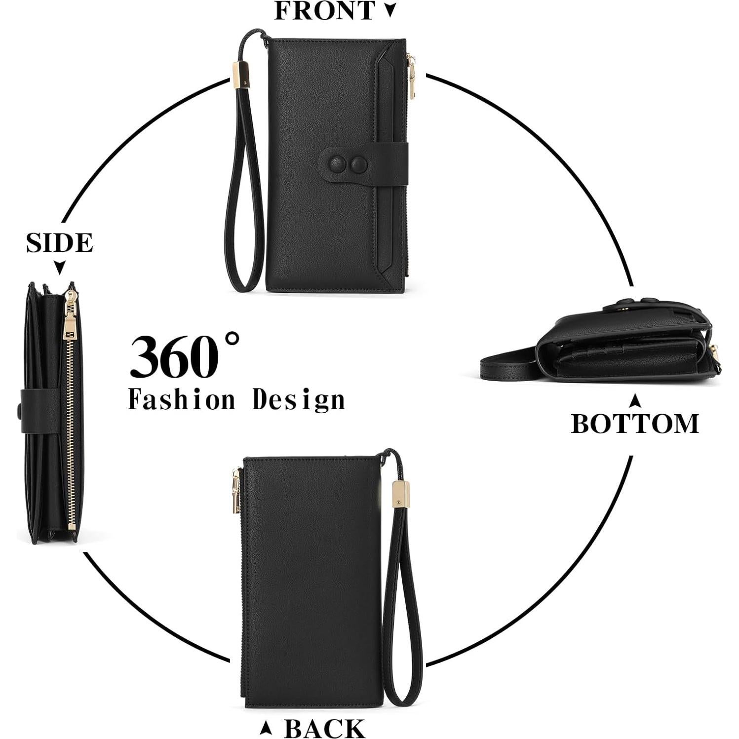 Cartera Grande de Cuero SENDEFN con Bloqueo RFID para Mujeres