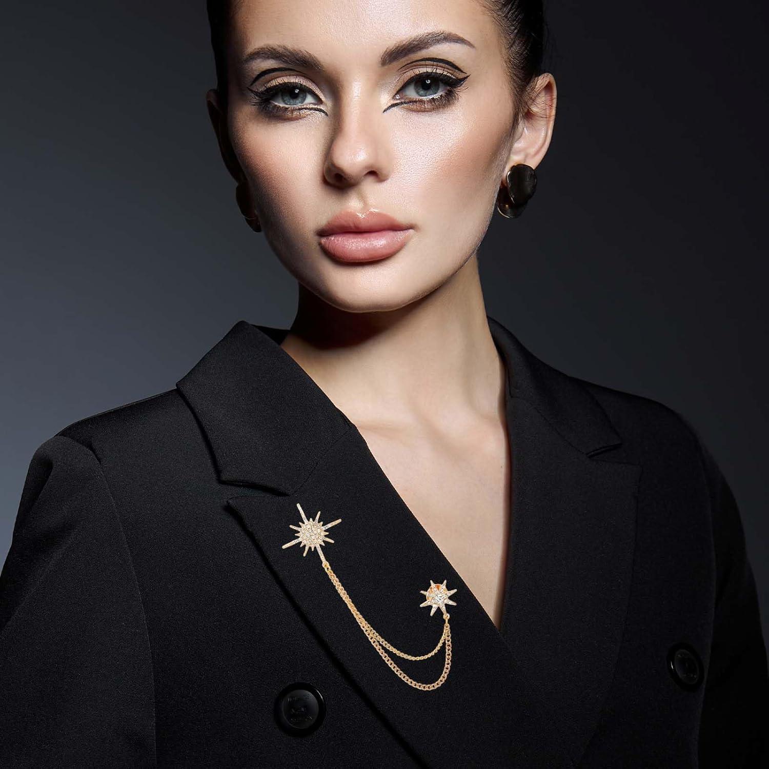 Broche de Rhinestone Plateado MBAIYO para Mujeres 15cm