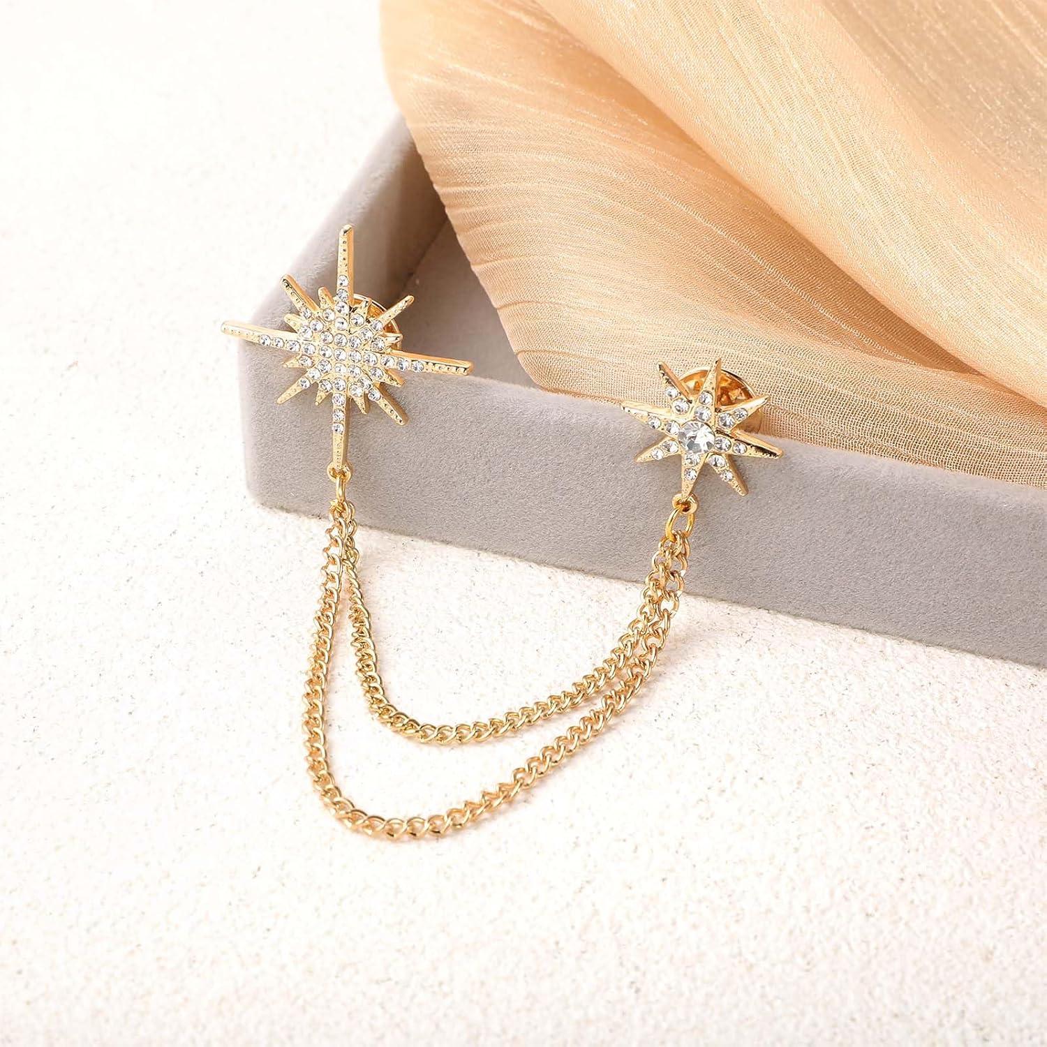 Broche de Rhinestone Plateado MBAIYO para Mujeres 15cm