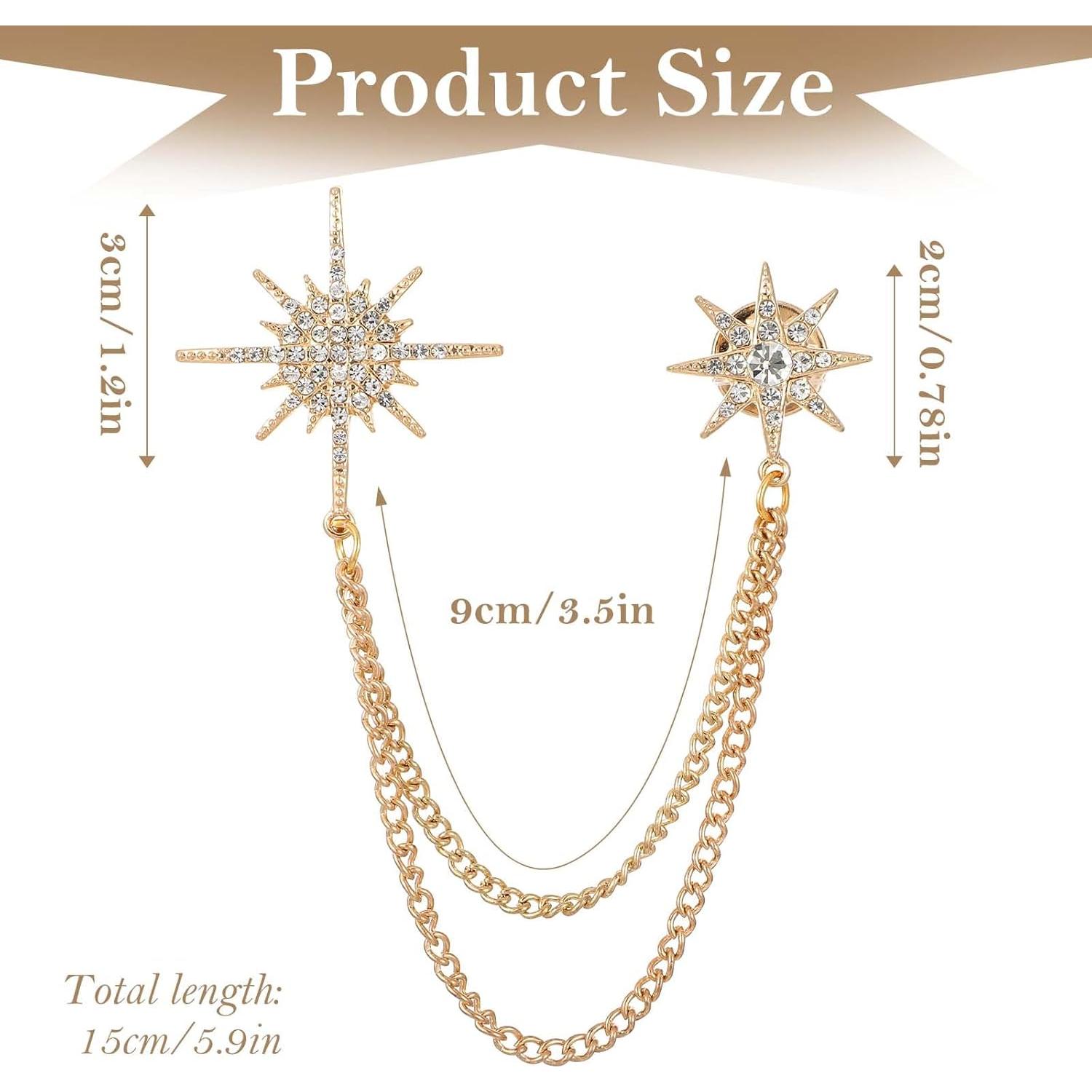 Broche de Rhinestone Plateado MBAIYO para Mujeres 15cm