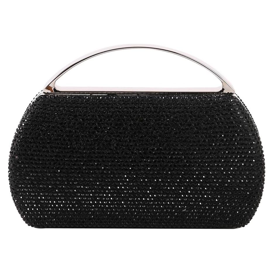 Bolso de mano de moda para mujer negro con pedrería