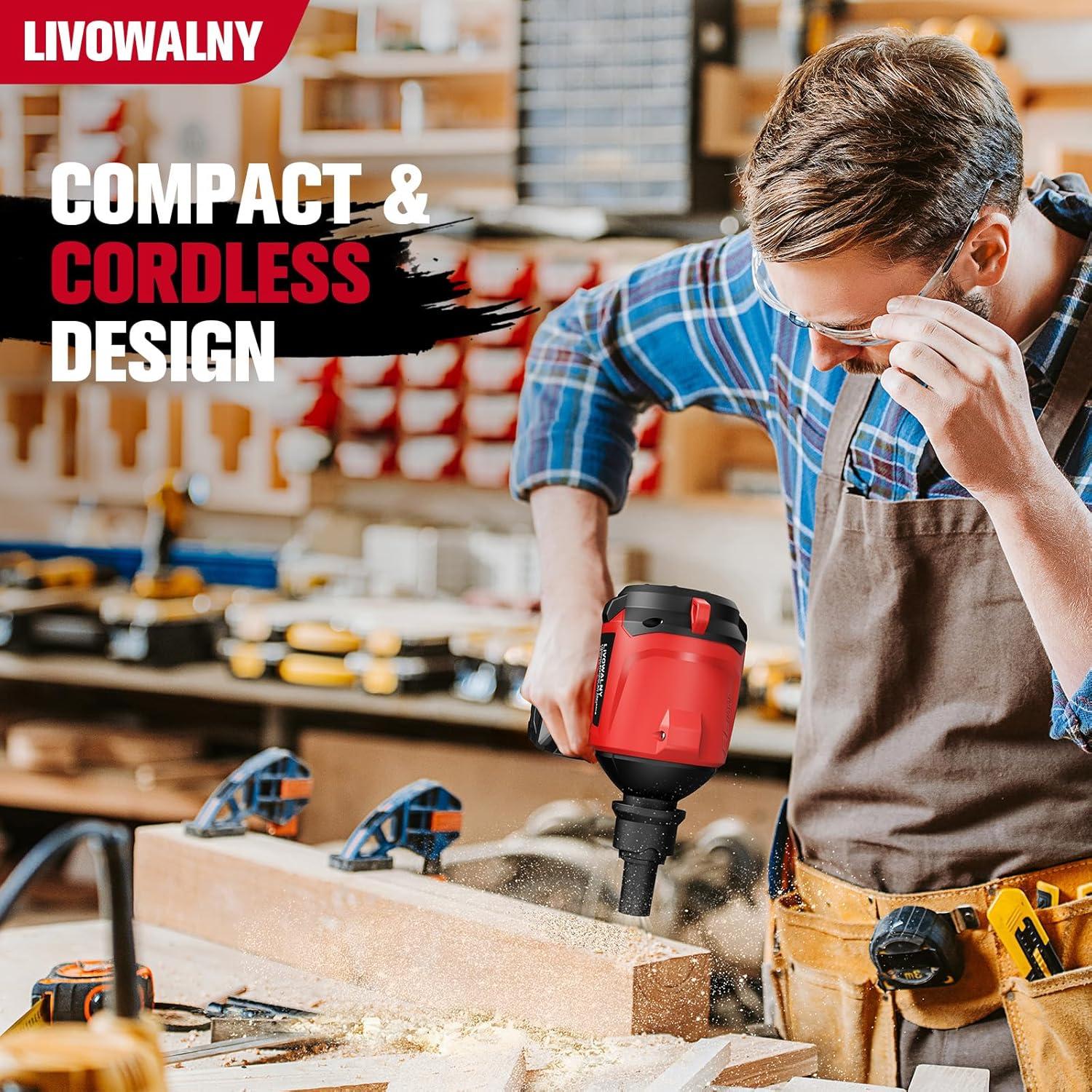 Soplador de Aire Inalámbrico LIVOWALNY 18V 447 MPH 39 CFM