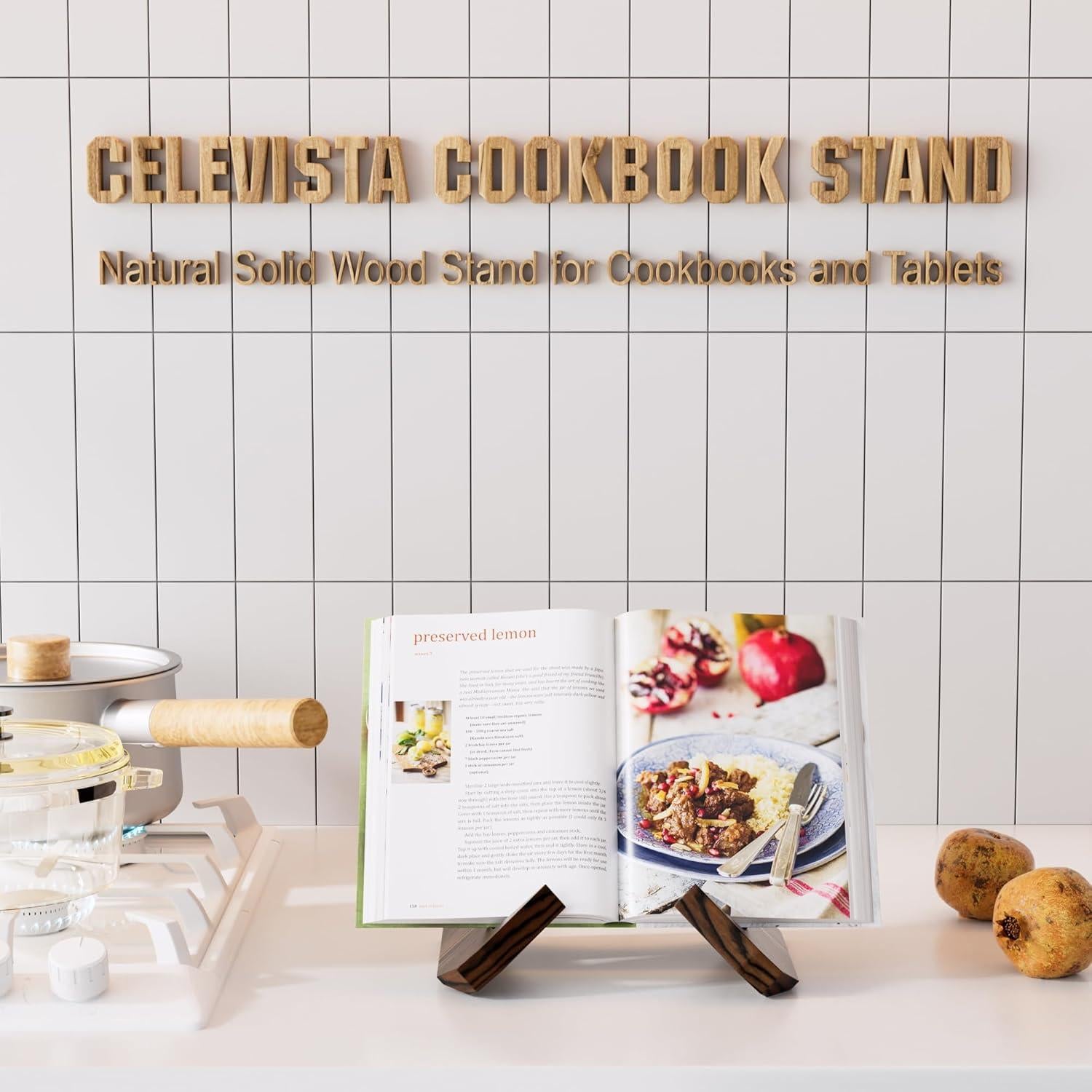 Soporte para Recetarios de Cocina CeleVista Madera Rústica