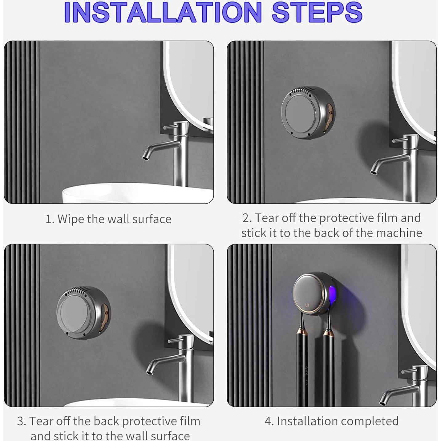 Soporte de Cepillo de Dientes Wekity Gris con Secado Rápido