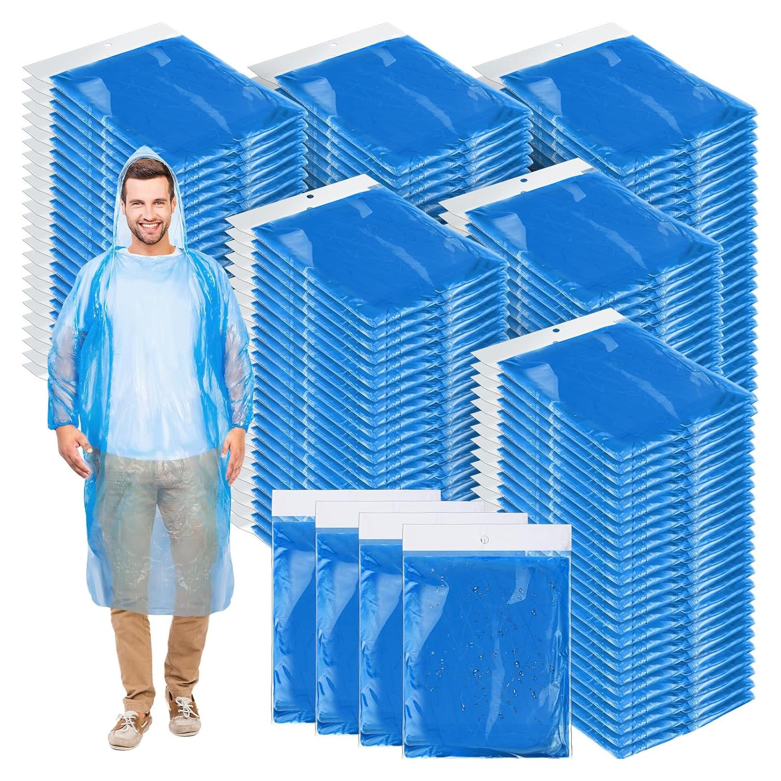Ponchos de Lluvia Desechables Handepo 200 Pcs Adultos Azul