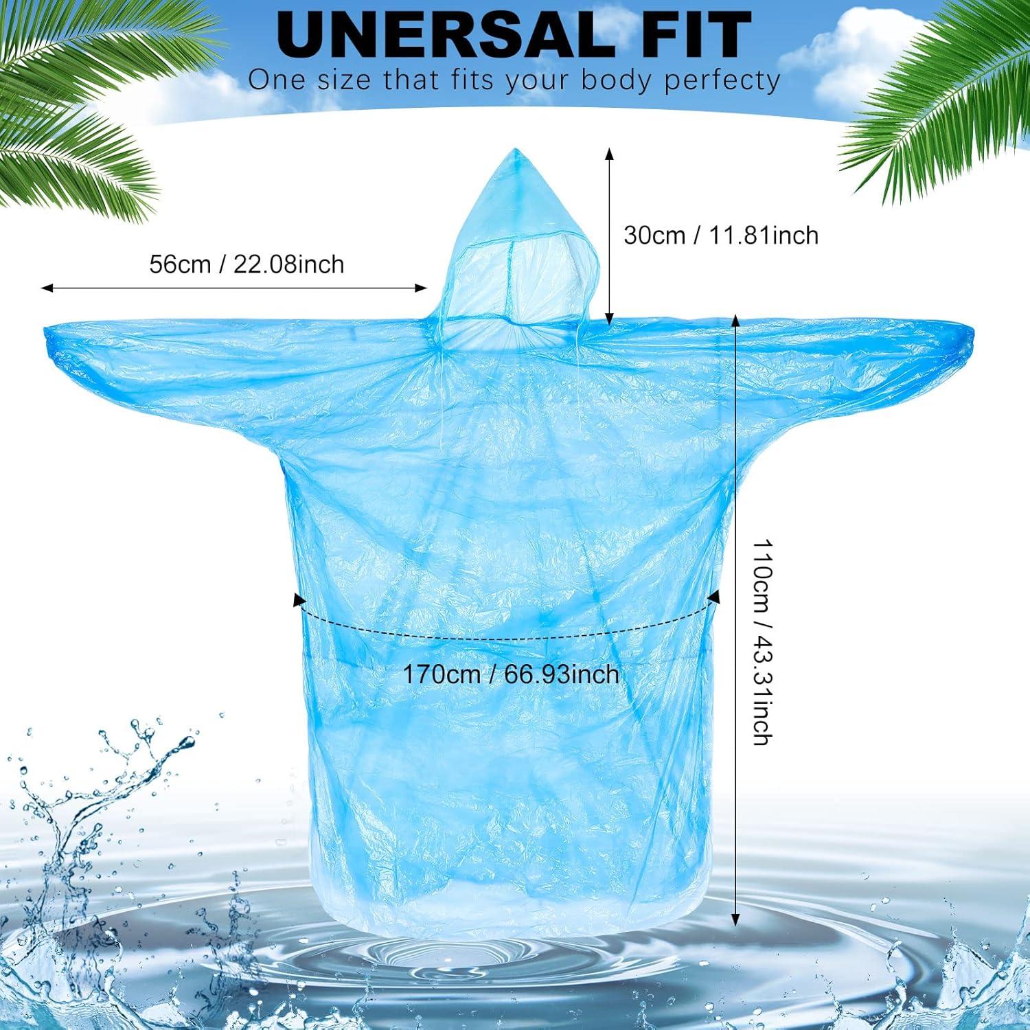 Ponchos de Lluvia Desechables Handepo 200 Pcs Adultos Azul