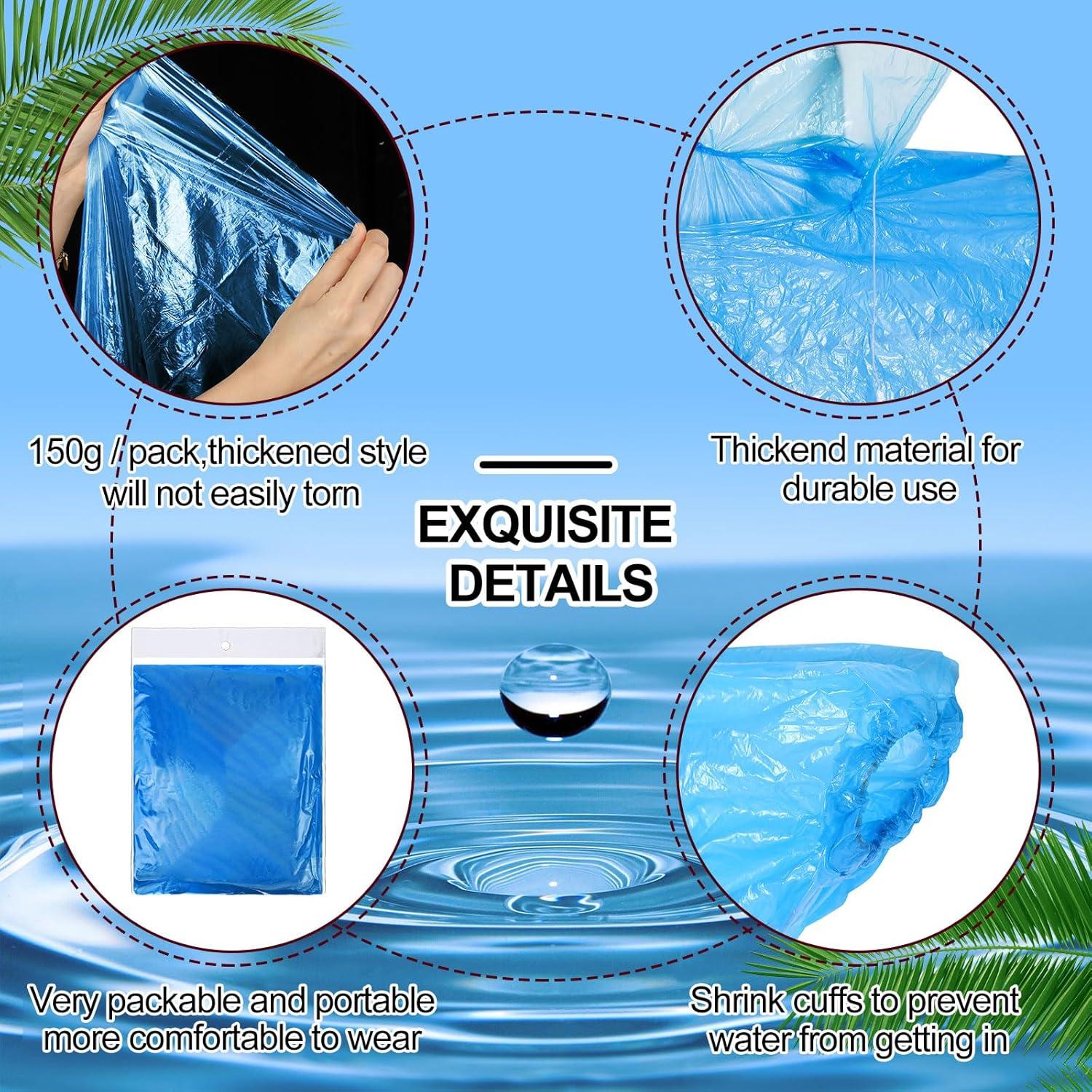 Ponchos de Lluvia Desechables Handepo 200 Pcs Adultos Azul