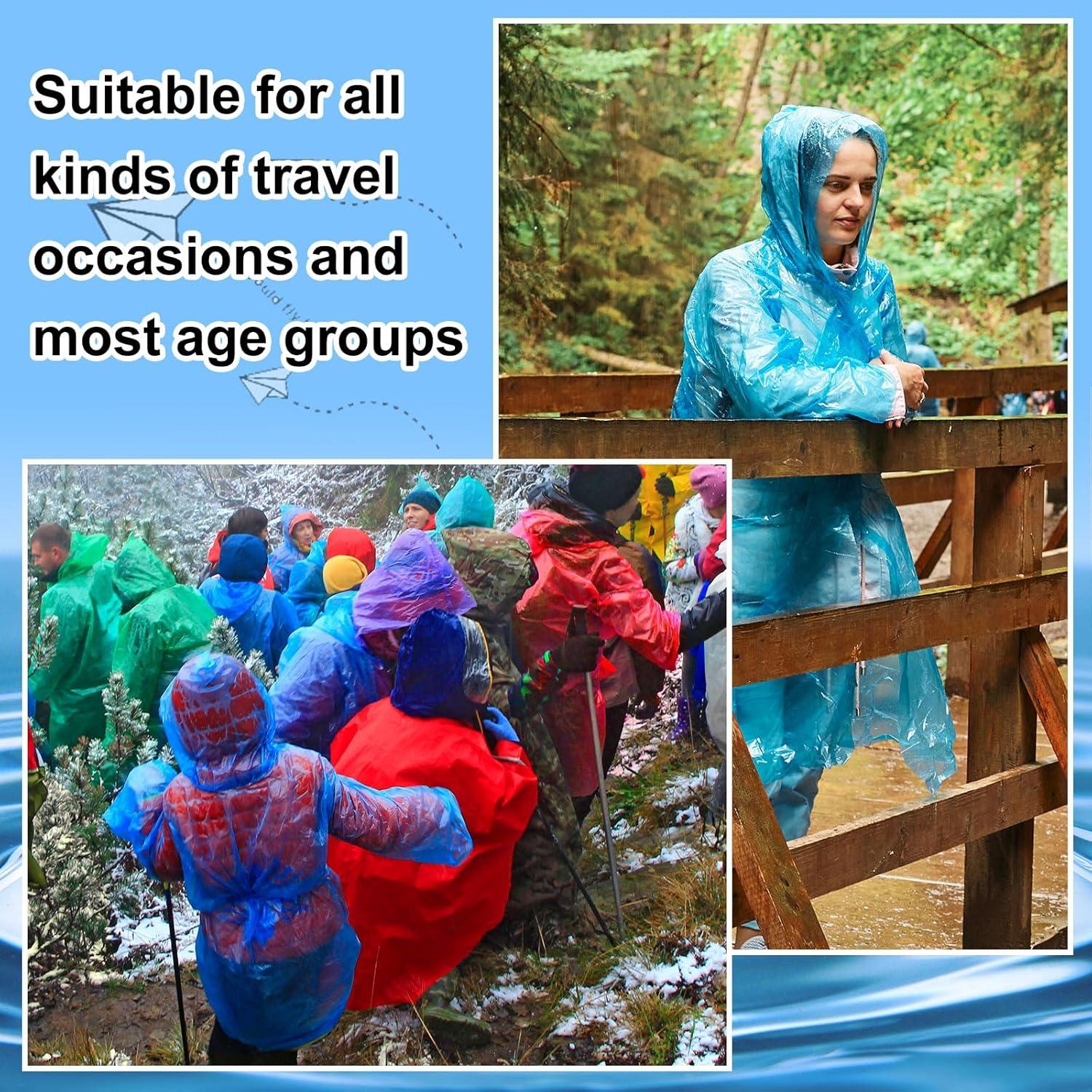 Ponchos de Lluvia Desechables Handepo 200 Pcs Adultos Azul