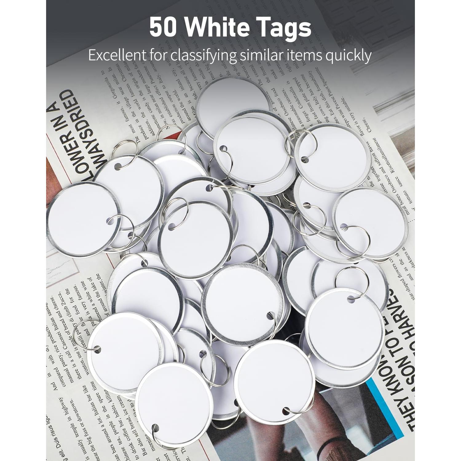 Etiquetas de Llave Uniclife 50 Pcs 3.96 cm Blancas Resistentes