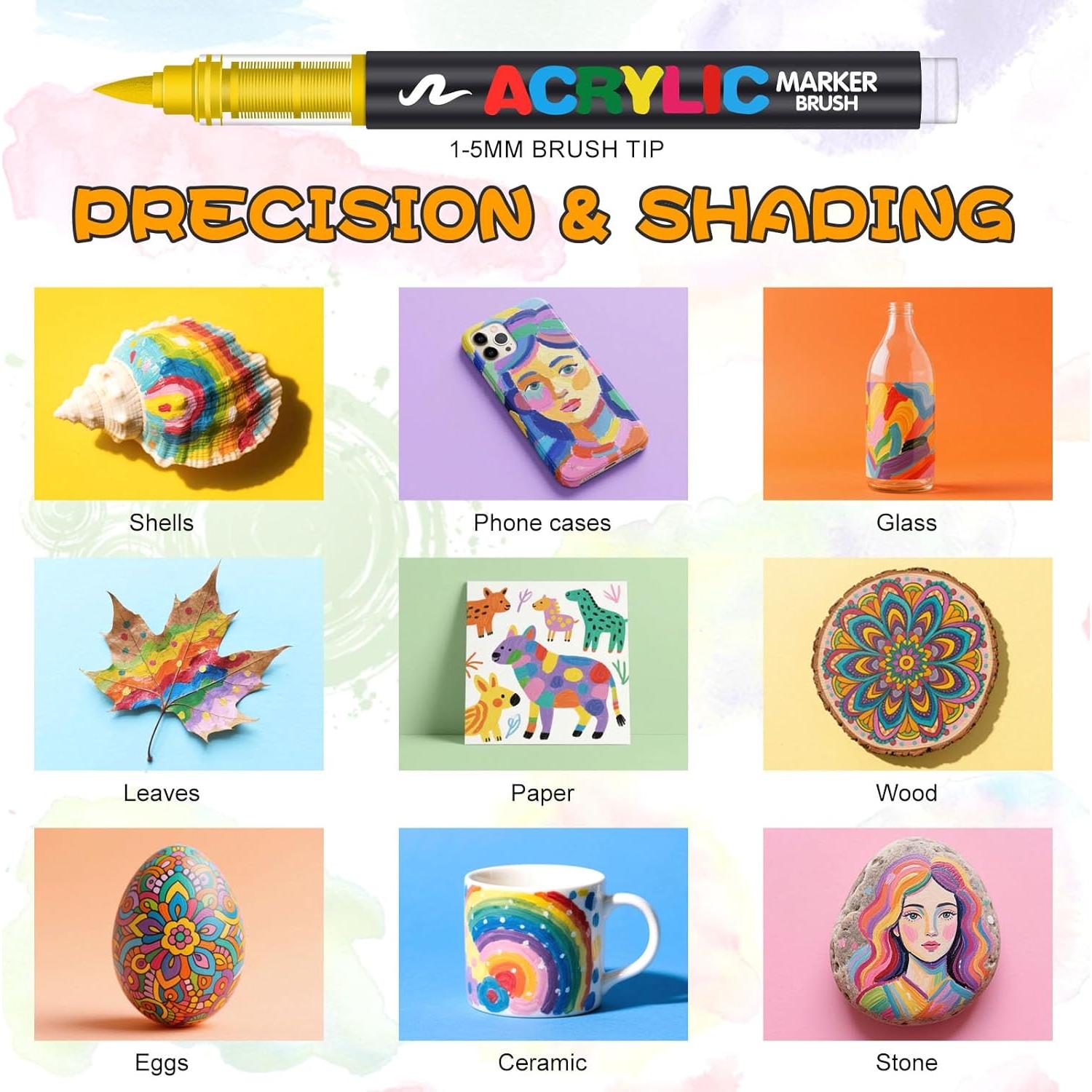 120 Marcadores de Pintura Acrílica Astriscribe - Punta de Pincel