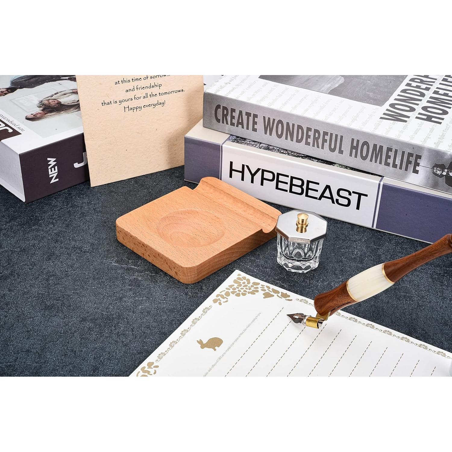 Juego de Plumas de Madera Yoption con Soporte y 5 Puntas