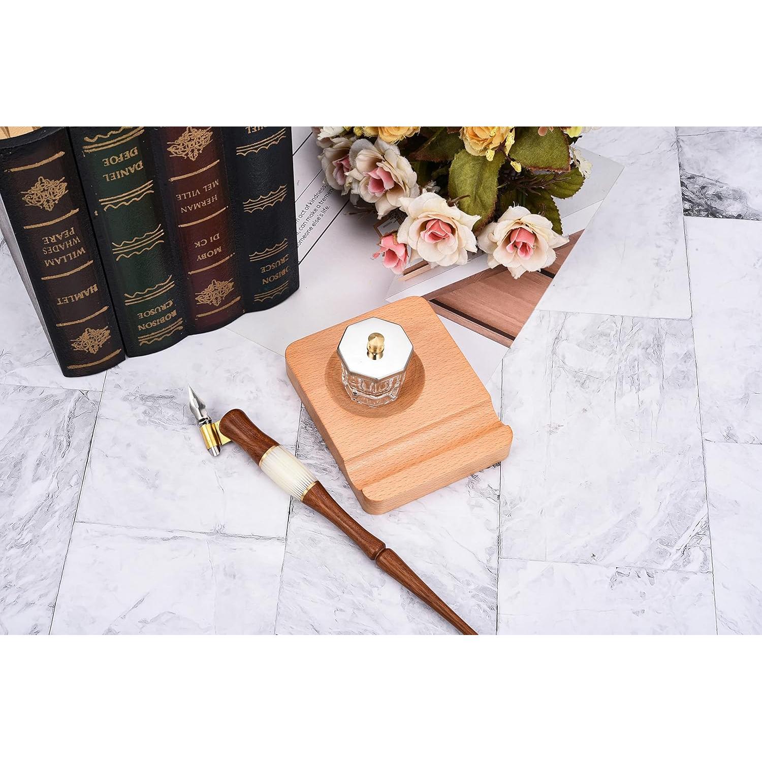 Juego de Plumas de Madera Yoption con Soporte y 5 Puntas