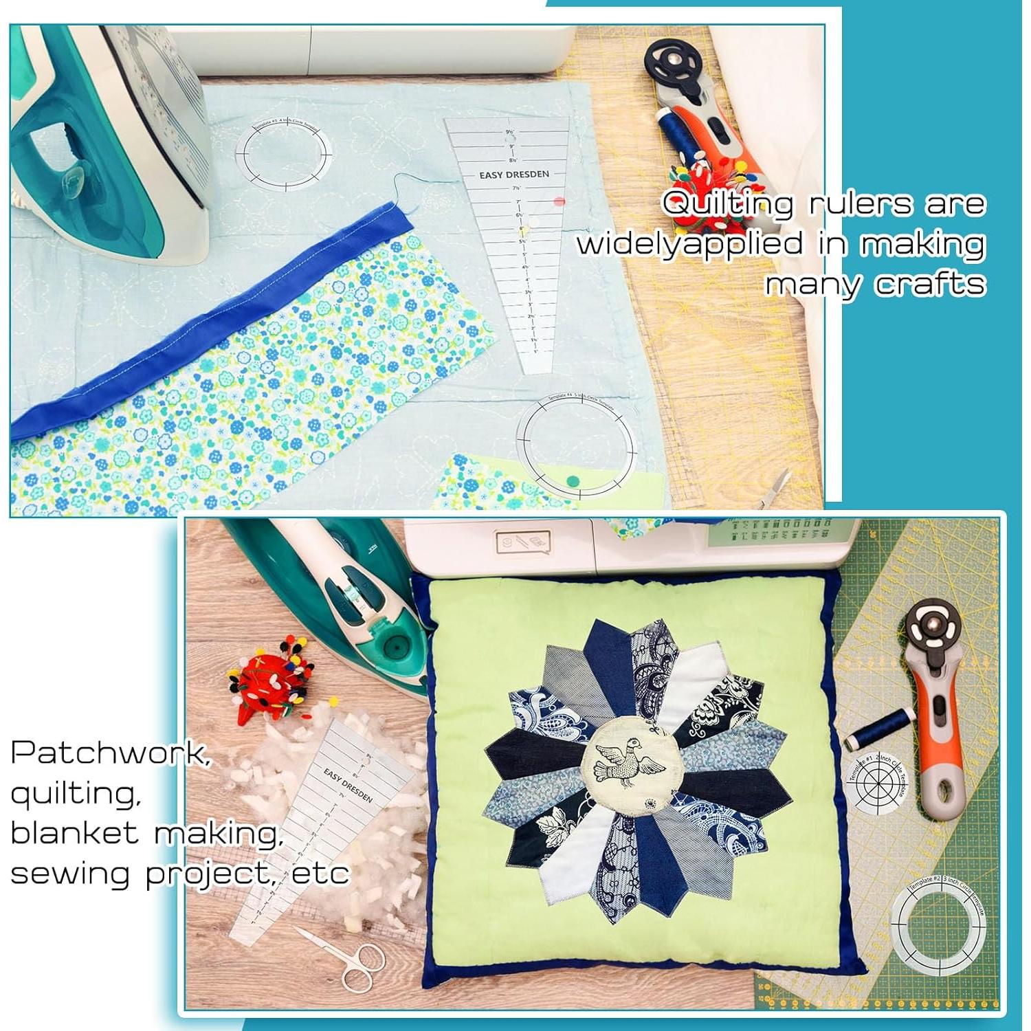 5 Plantillas de Acrílico para Patchwork Kigley - 10" y 4 Tamaños Redondos