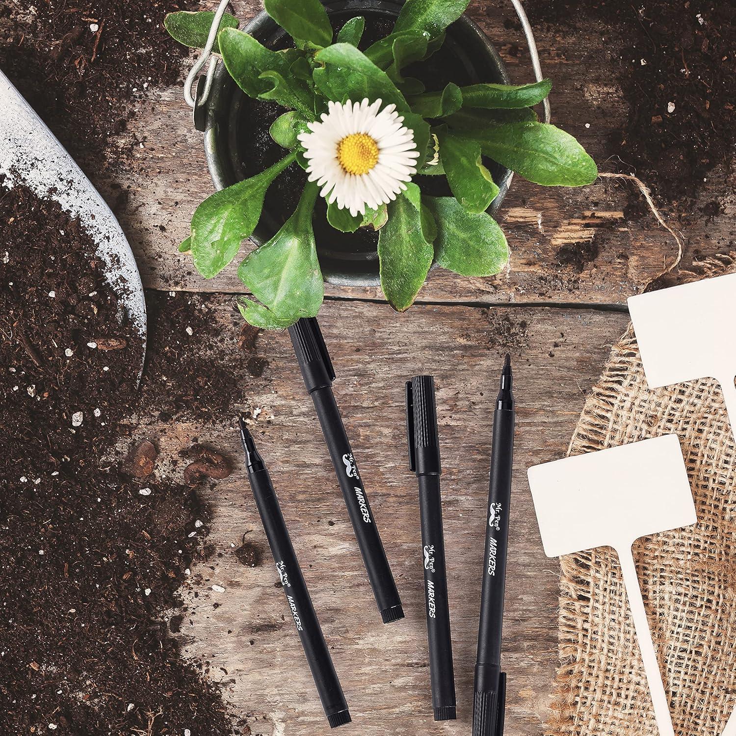 Marcadores de Jardín Mr. Pen, Negros, Paquete de 4 Unidades