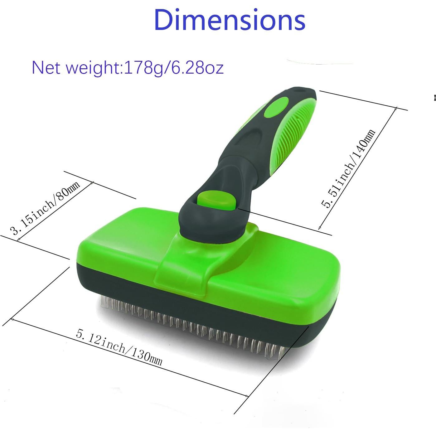 Cepillo Slicker Autolimpiante para Mascotas Honestsea Verde