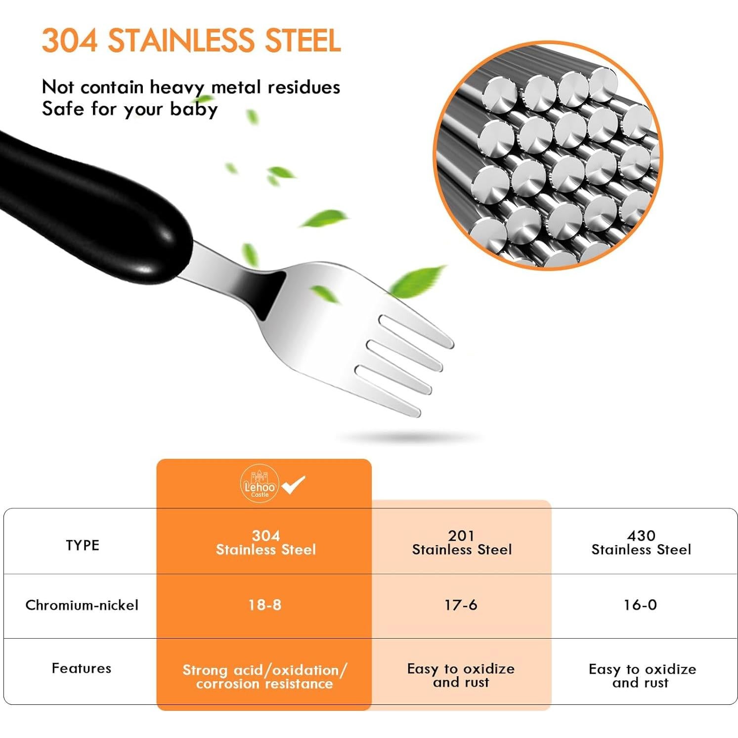 Set de Utensilios para Niños Lehoo Castle - 6 Piezas de Acero Inoxidable