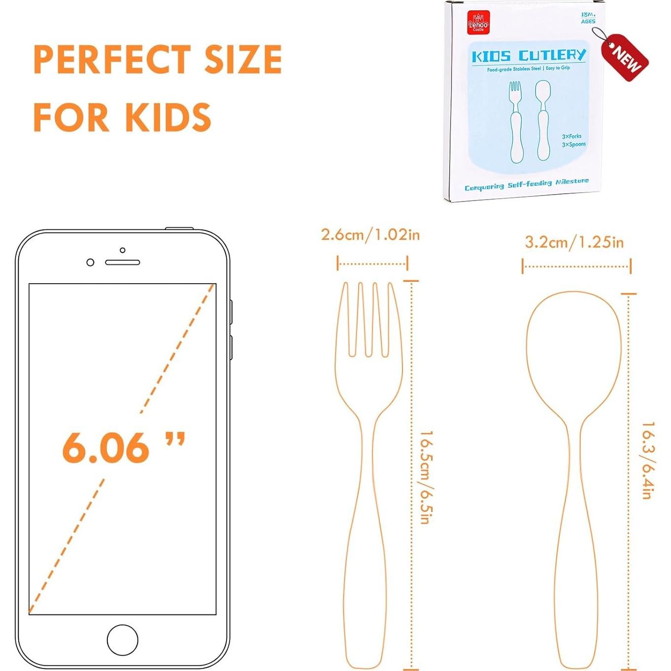 Set de Utensilios para Niños Lehoo Castle - 6 Piezas de Acero Inoxidable