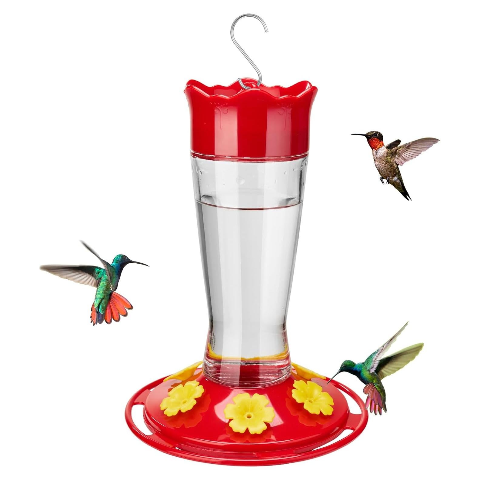 Alimentador de Colibríes de Vidrio Kingsyard 414g Colgante Rojo