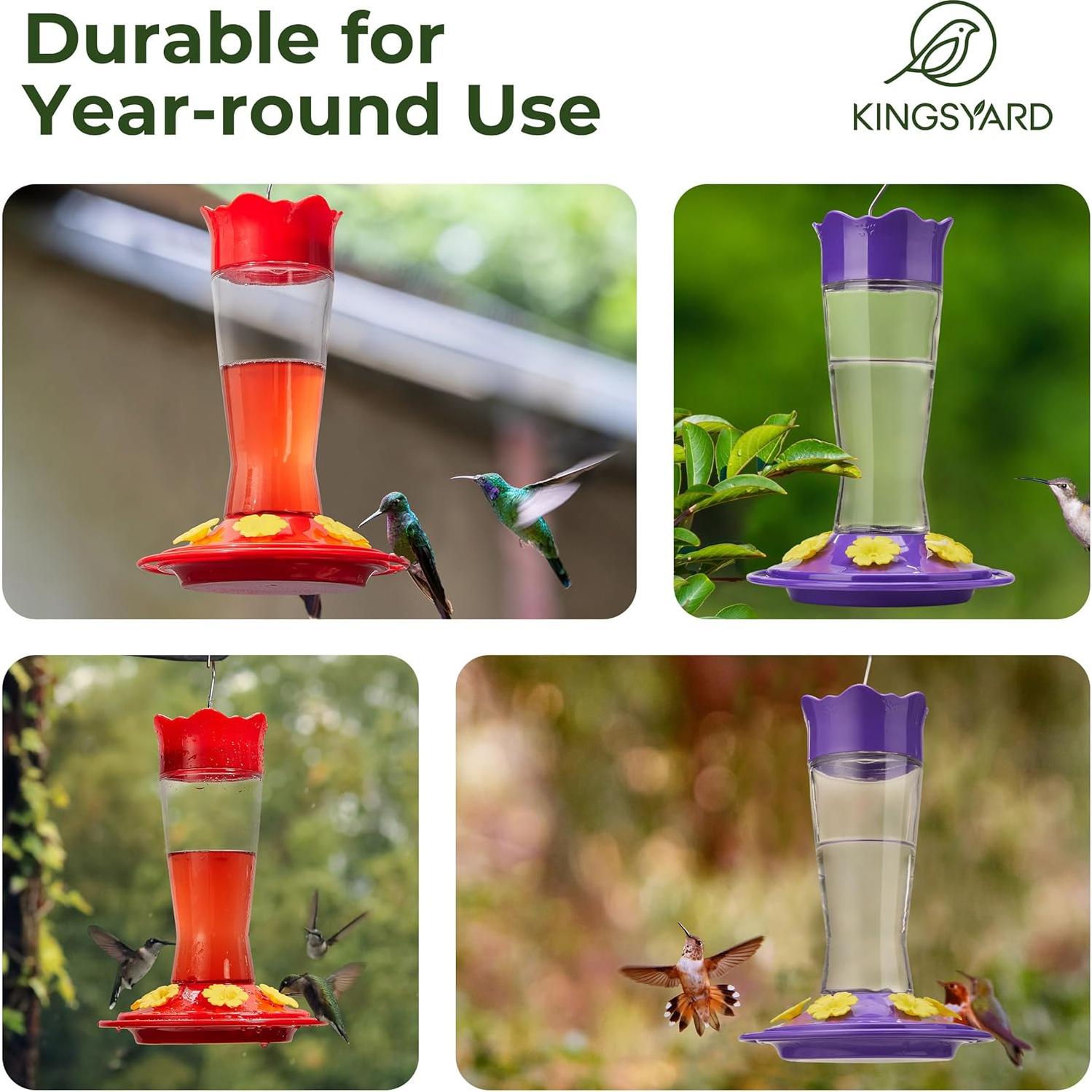 Alimentador de Colibríes de Vidrio Kingsyard 414g Colgante Rojo