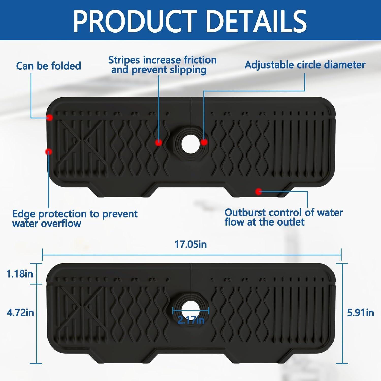 Protector de Salpicaduras de Fregadero EBIGIC 43x15cm Silicona