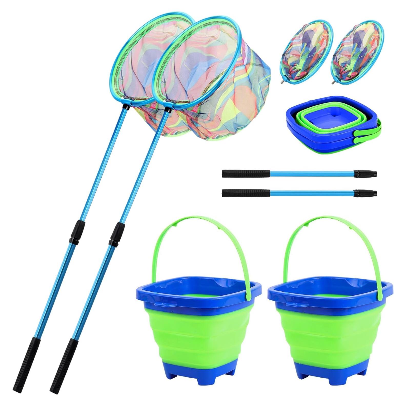 Red de Pesca Telescópica Lanboon 2 Paquetes con Cubos Plegables