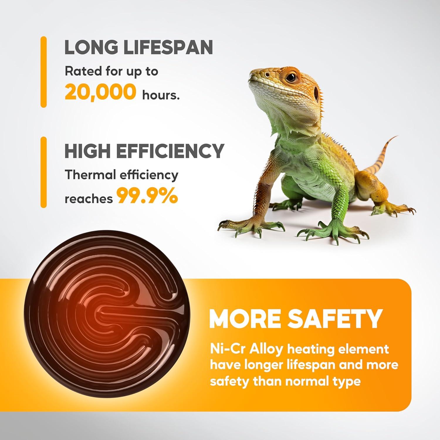 Emisor de Calor Cerámico HealSmart 25W para Reptiles - Paquete de 2