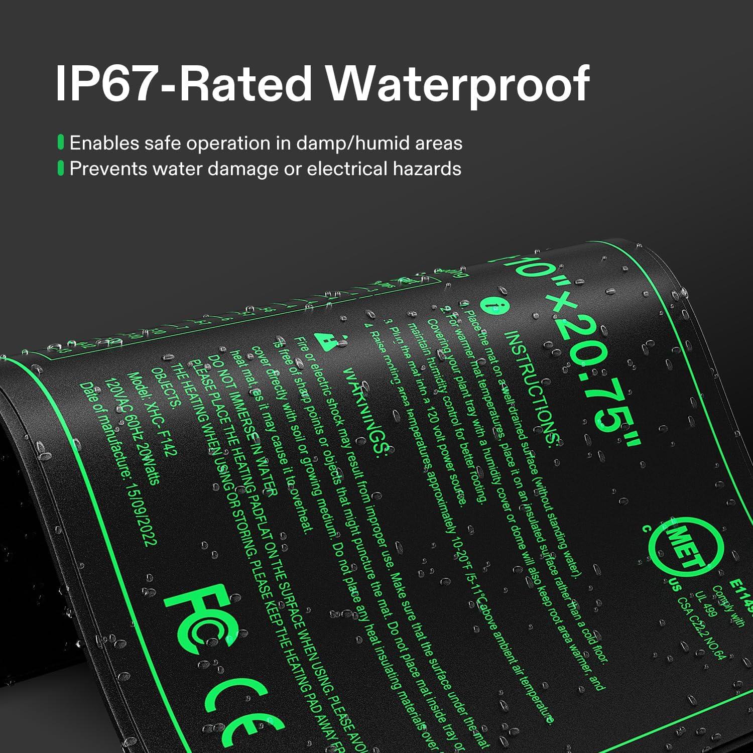 Alfombrilla Térmica para Plántulas VIVOSUN 10x52 cm con Termostato