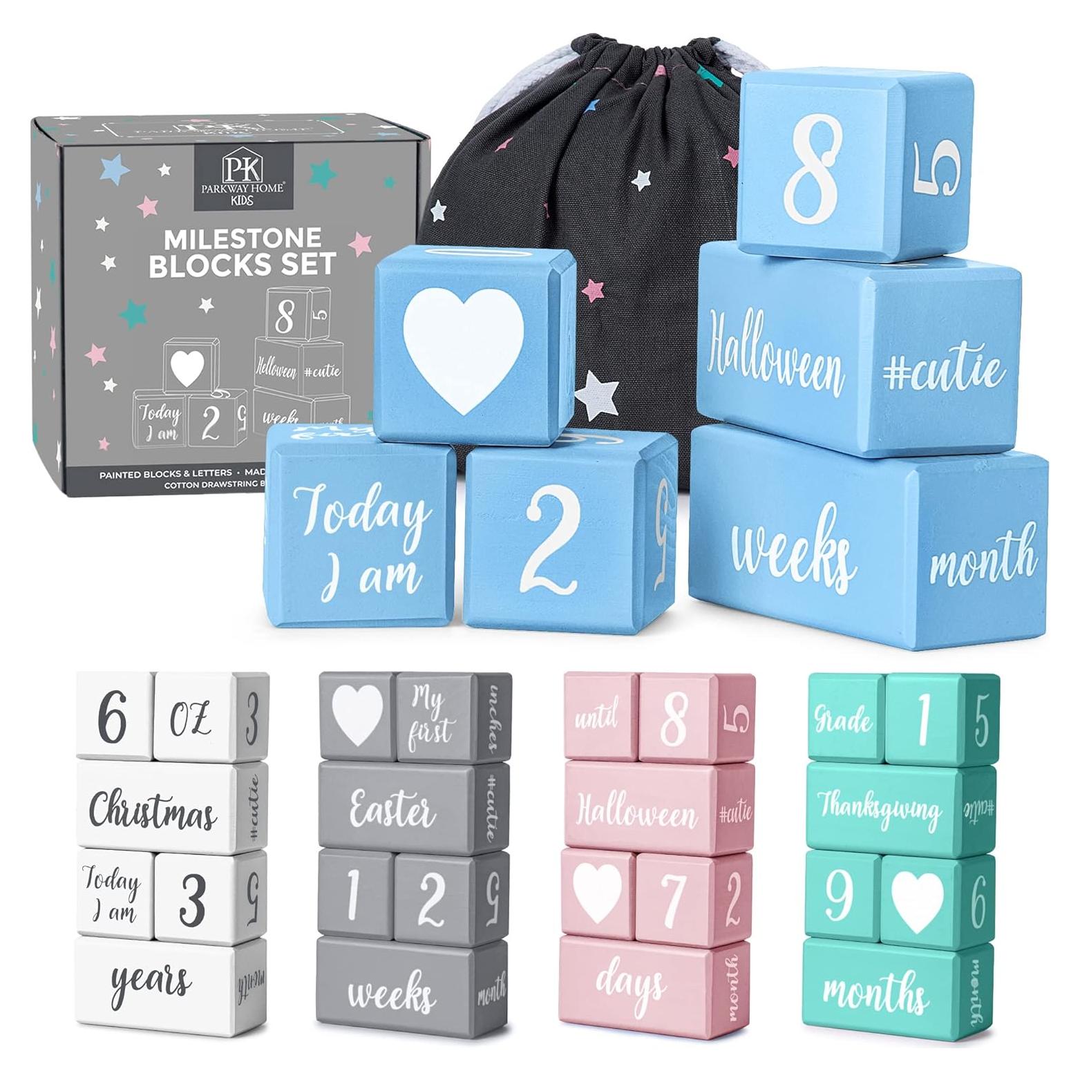 Bloques de Hitos Mensuales para Bebés Parkway Home Azul