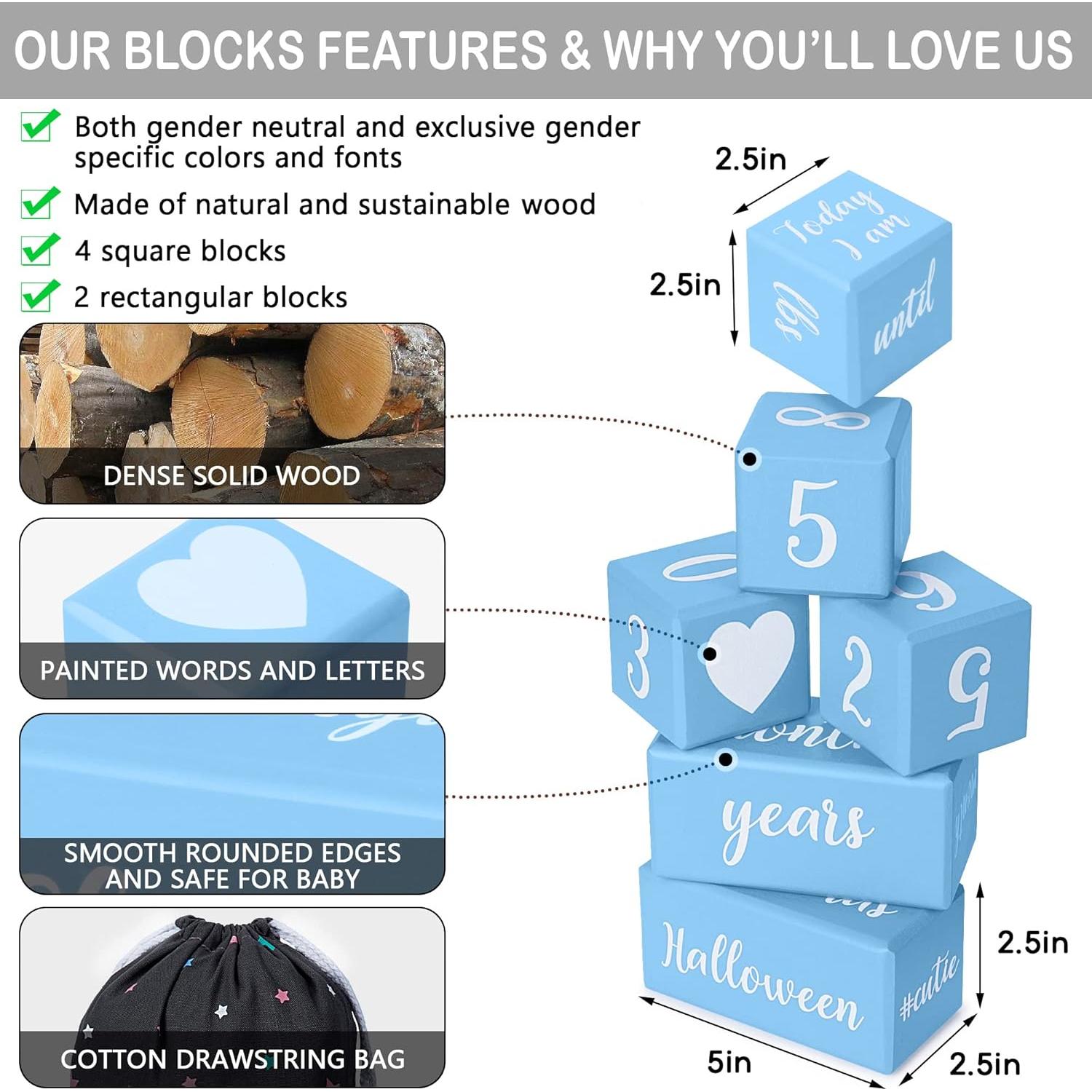 Bloques de Hitos Mensuales para Bebés Parkway Home Azul