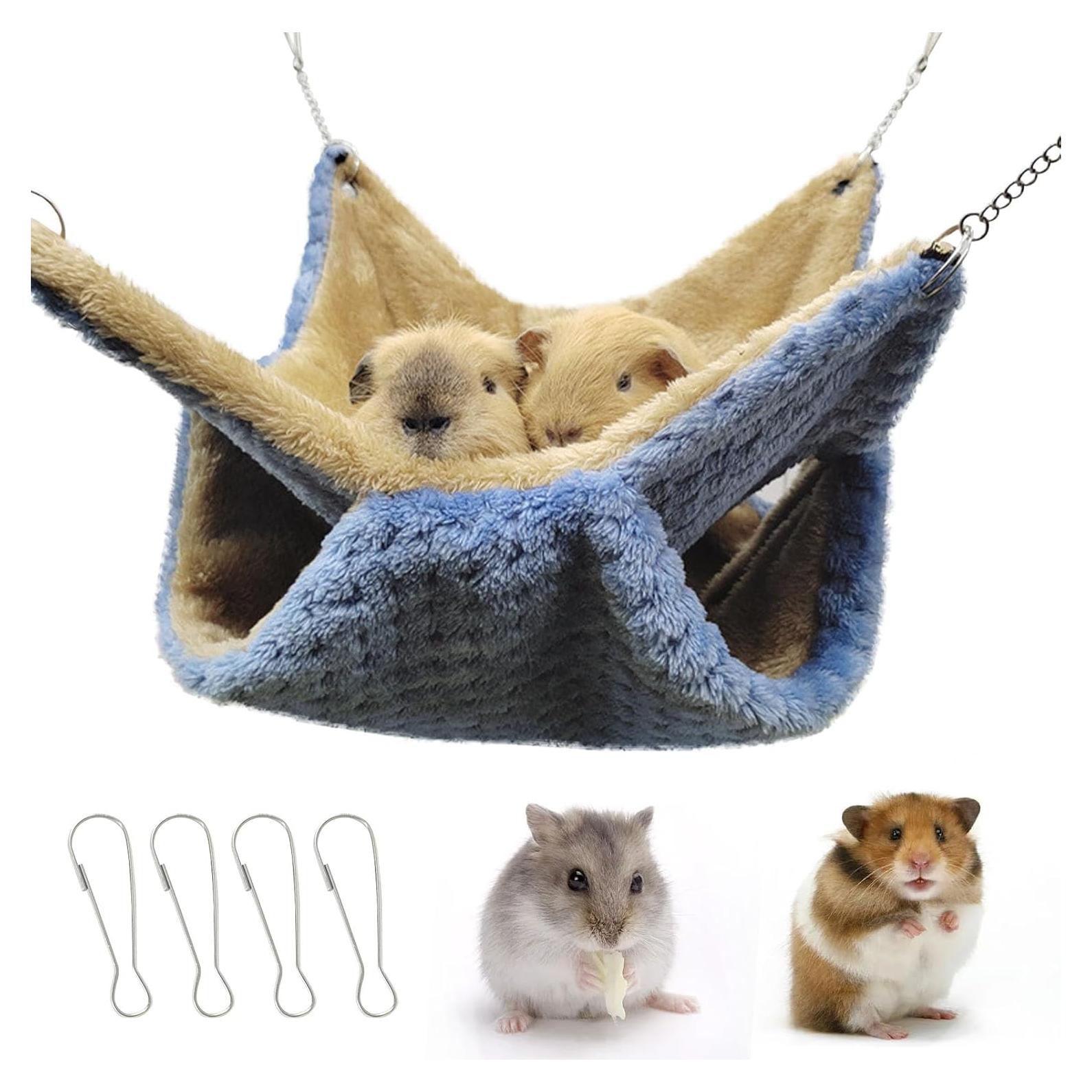 Hamaca Doble Capa Yanmucy para Pequeños Animales Azul 34x34cm