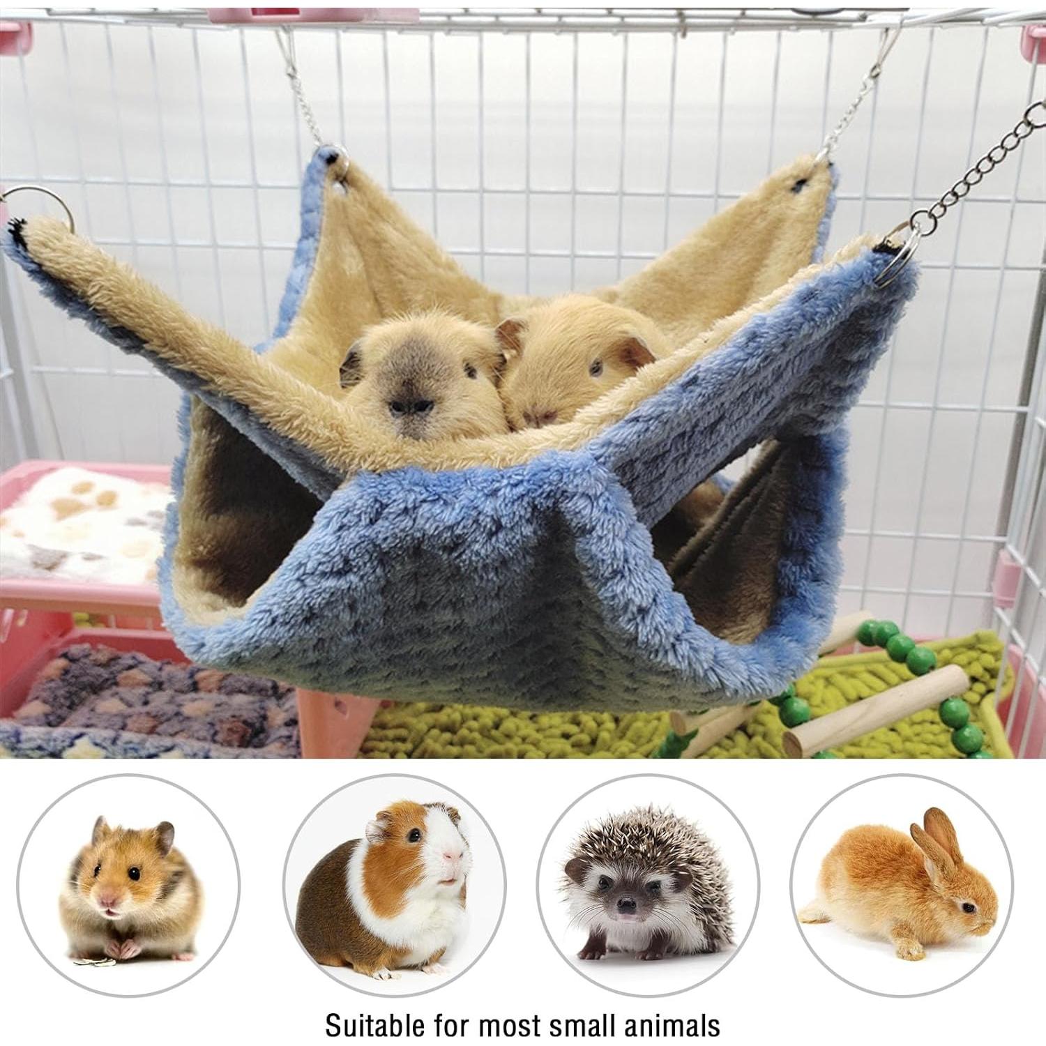 Hamaca Doble Capa Yanmucy para Pequeños Animales Azul 34x34cm