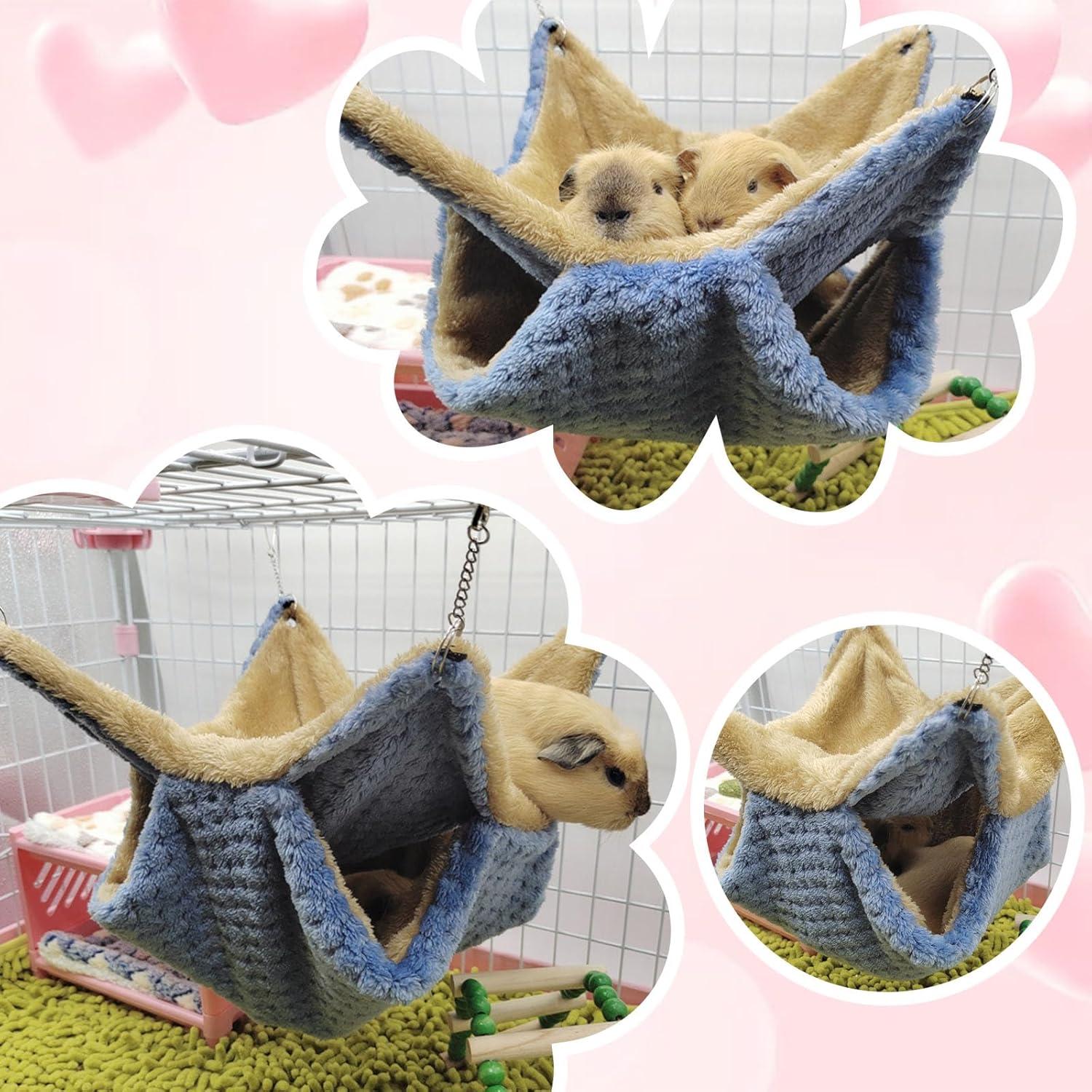 Hamaca Doble Capa Yanmucy para Pequeños Animales Azul 34x34cm