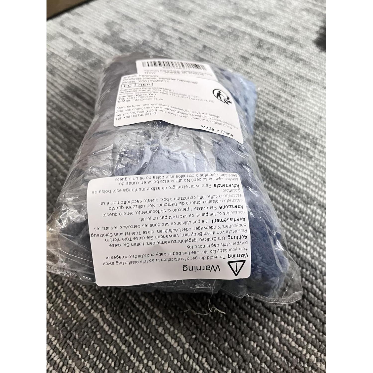 Hamaca Doble Capa Yanmucy para Pequeños Animales Azul 34x34cm