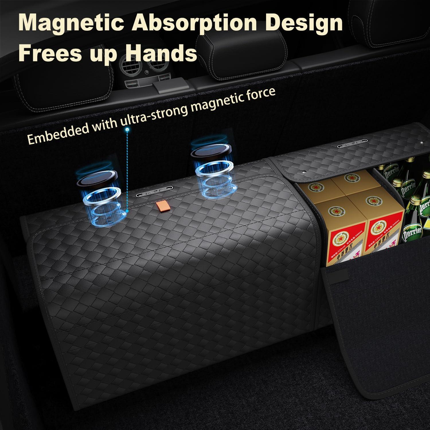 Organizador de Maletero Plegable Aiuwo de Cuero Negro Grande