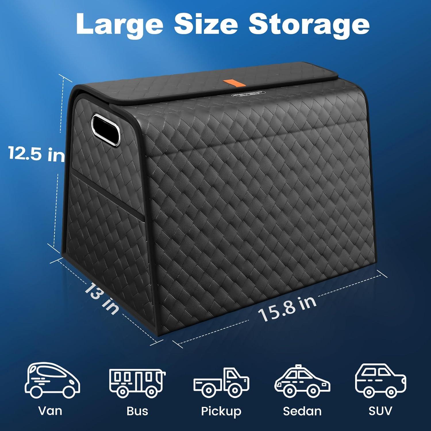 Organizador de Maletero Plegable Aiuwo de Cuero Negro Grande