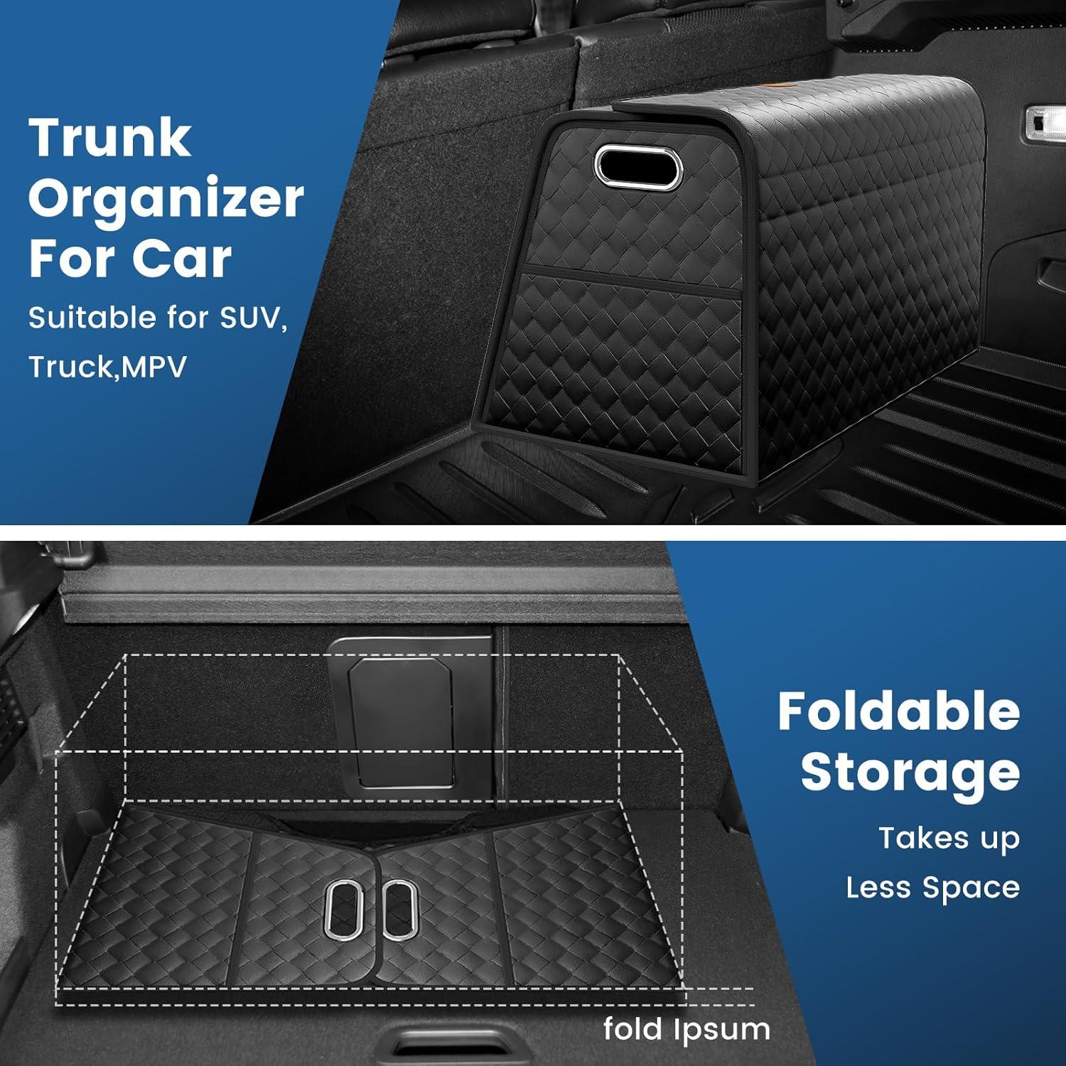 Organizador de Maletero Plegable Aiuwo de Cuero Negro Grande