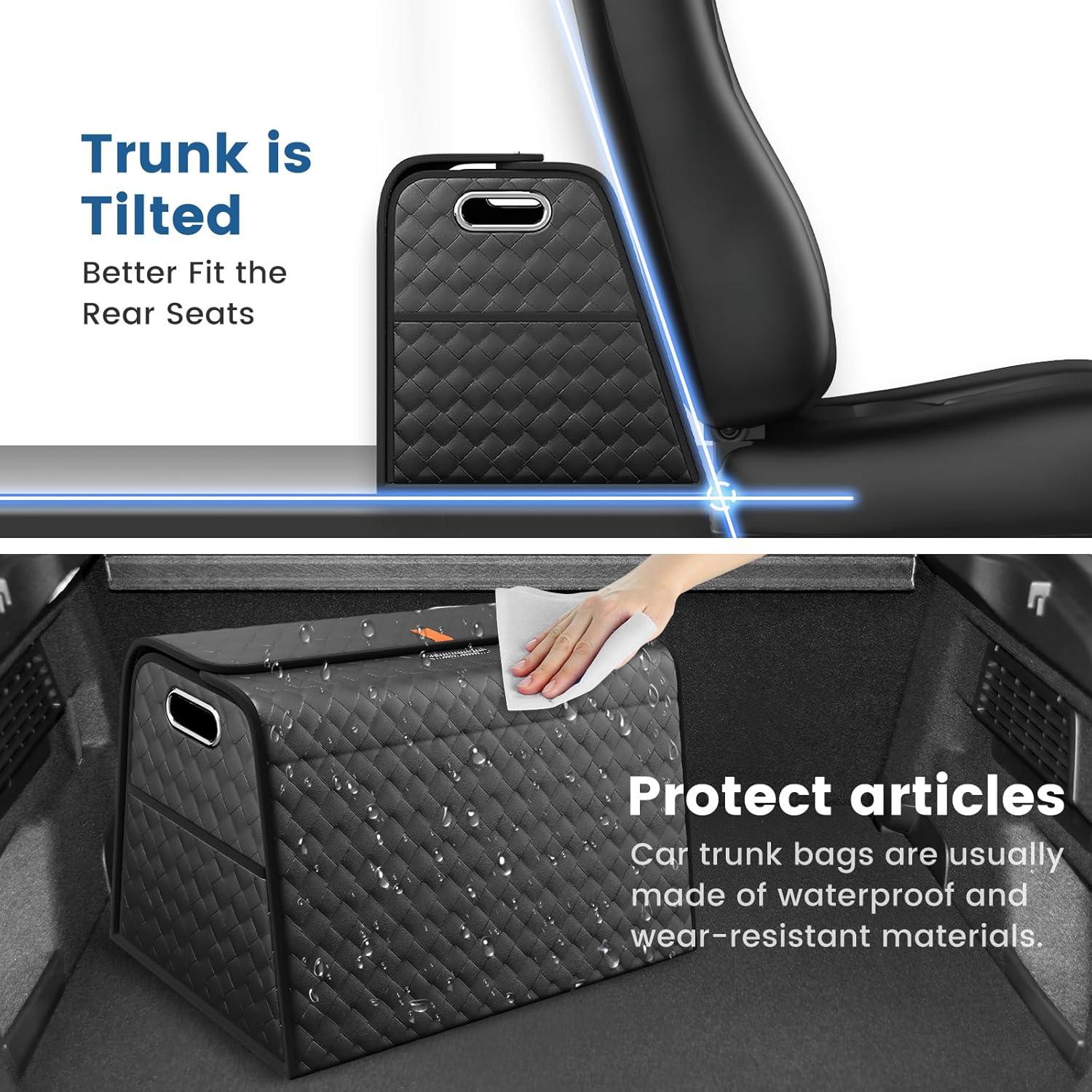 Organizador de Maletero Plegable Aiuwo de Cuero Negro Grande