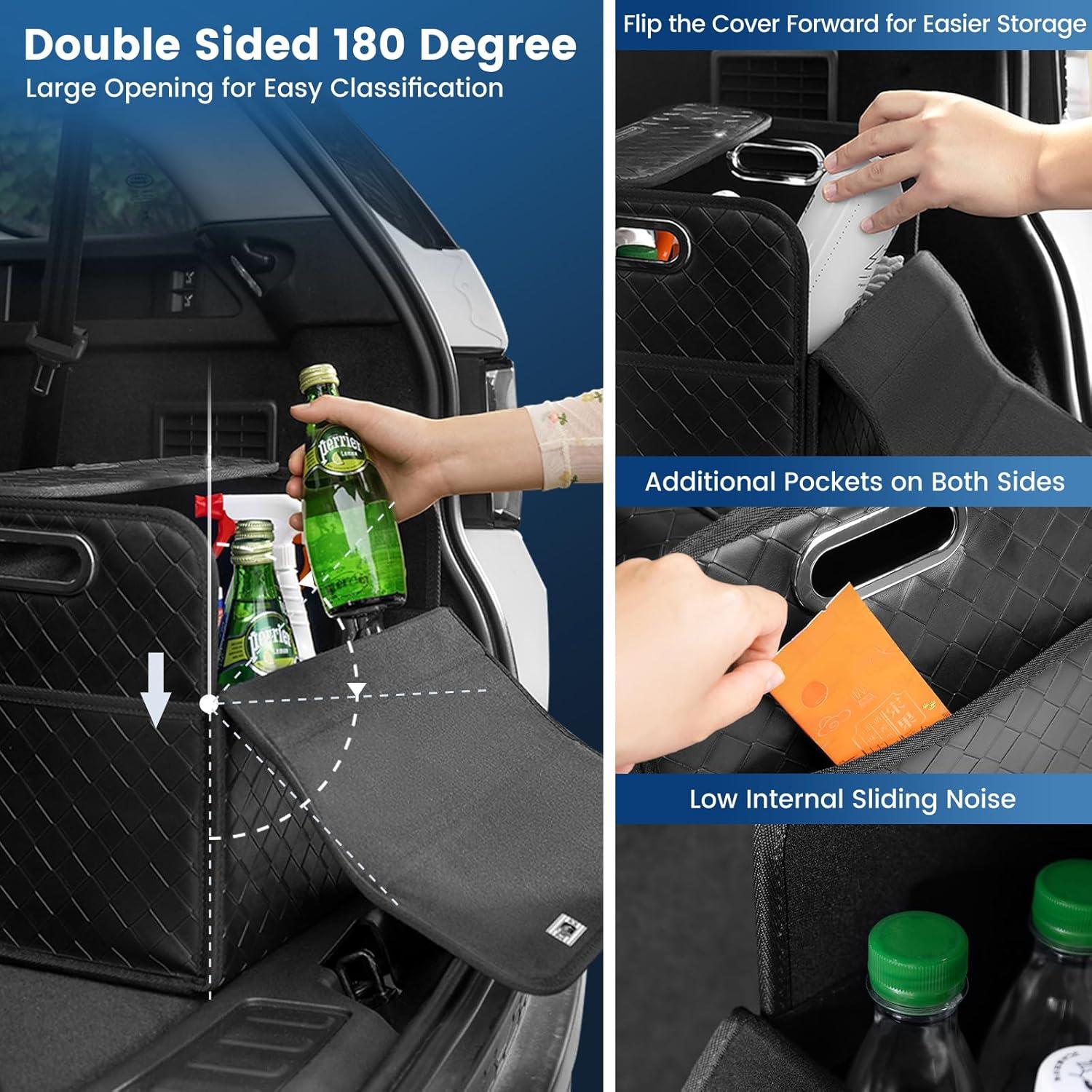 Organizador de Maletero Plegable Aiuwo de Cuero Negro Grande