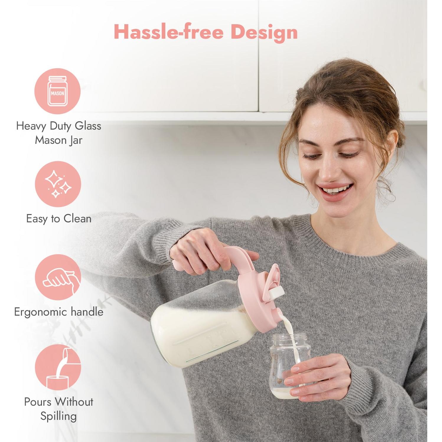 Jarra de vidrio Papablic 946ml para leche materna y fórmula