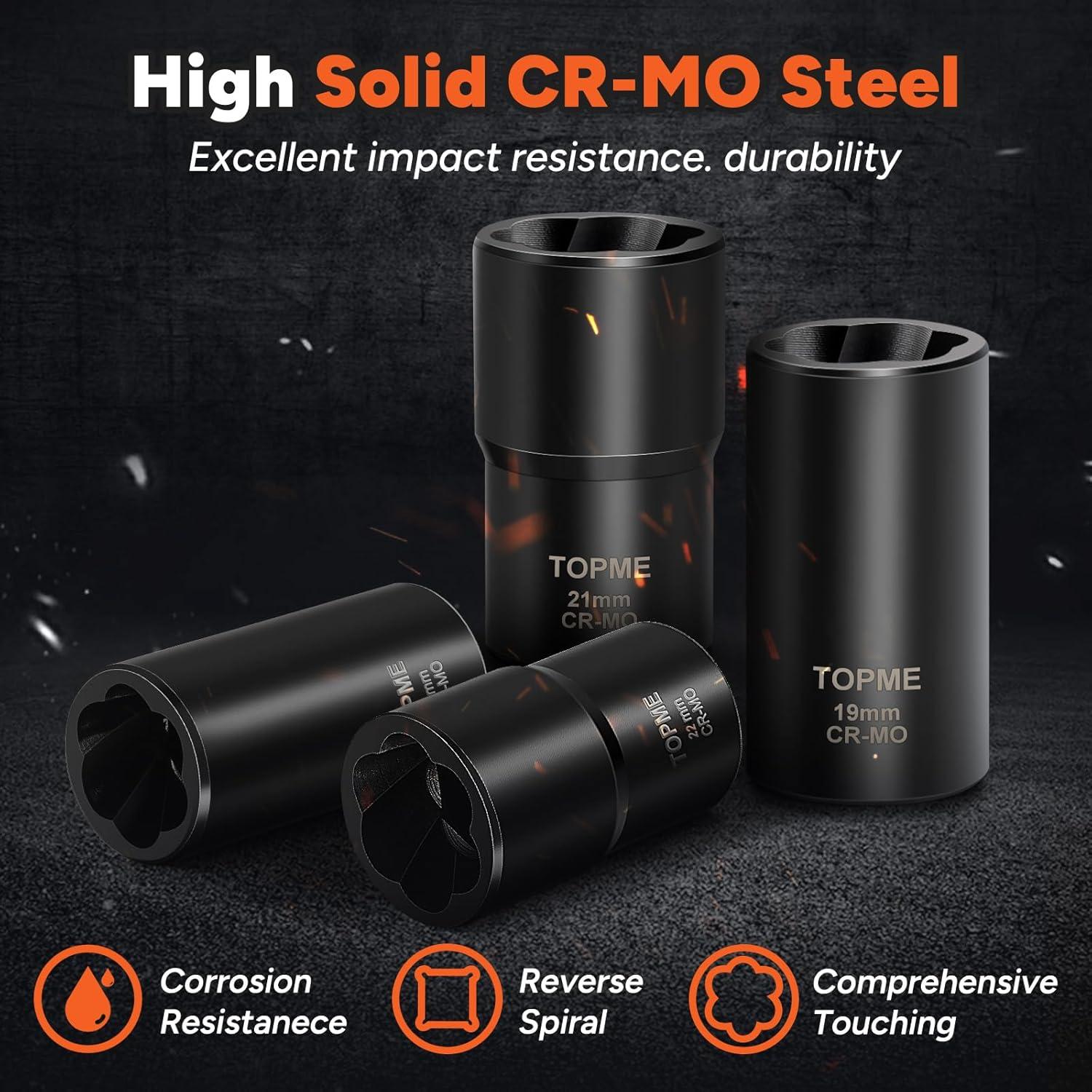 Juego de Extractores de Tuercas de Rueda TOPME 6 Piezas 17-22mm